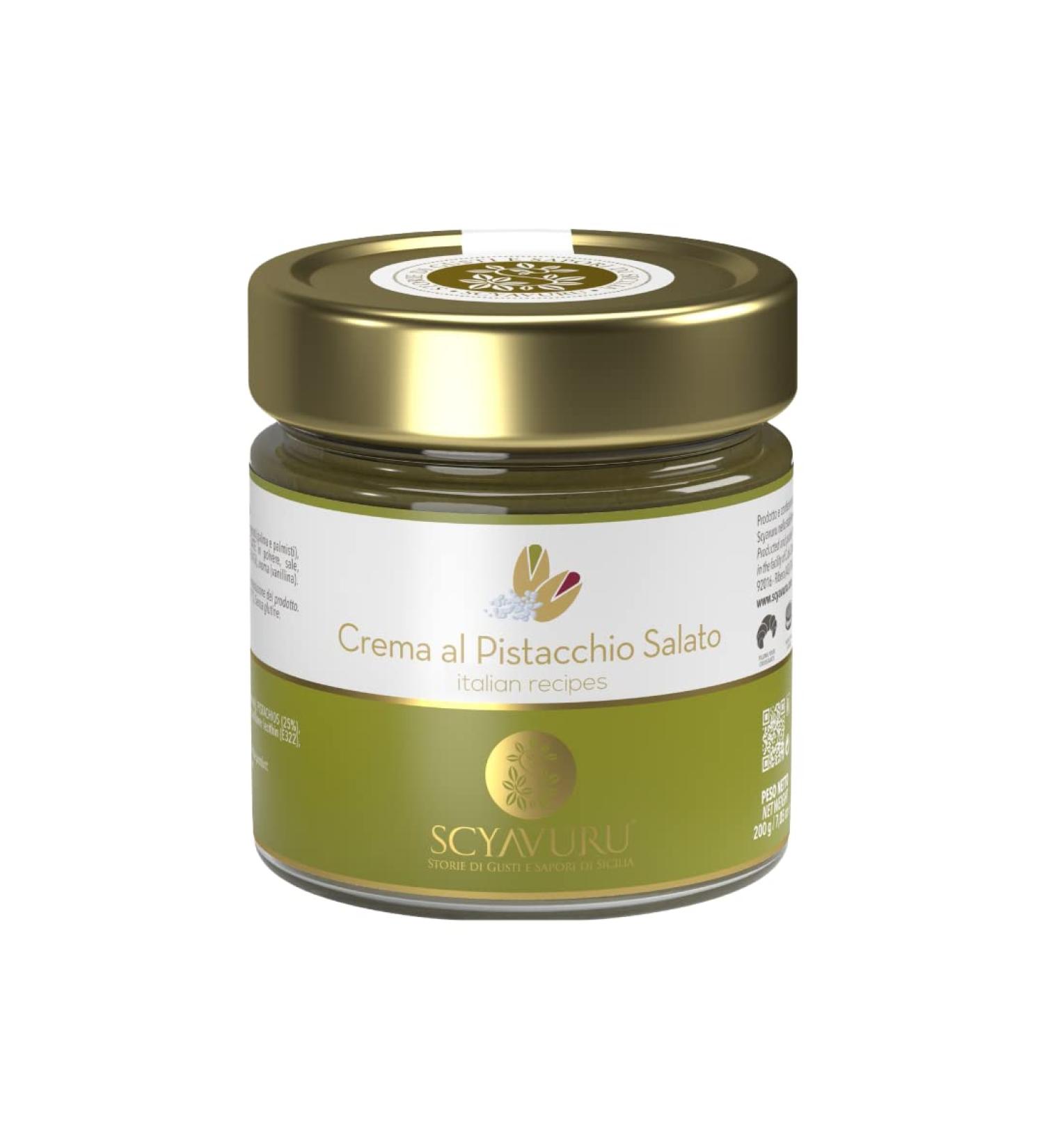 Scyavuru Salty Sicilian Pistachio Cream | Premium Quality Spreadable Pistachio Cream Imported from Italy | 7.05oz (200g) (Pack of 1)