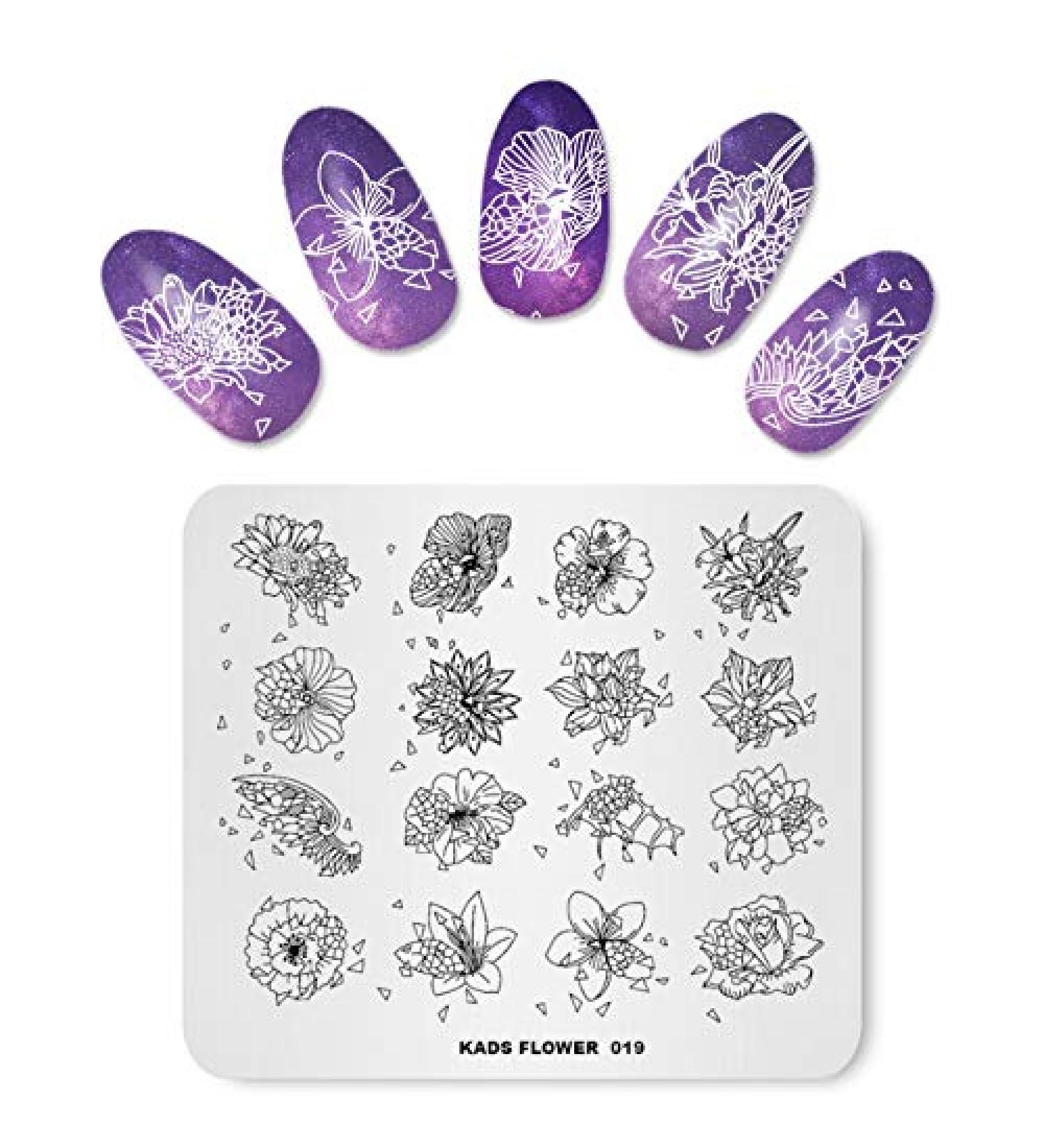 Alexnailart Nail Stamping Plate Multi-Pattern Print Image Stamper Scraper Tool FL019 - Buy Online on SooperMarket.com
