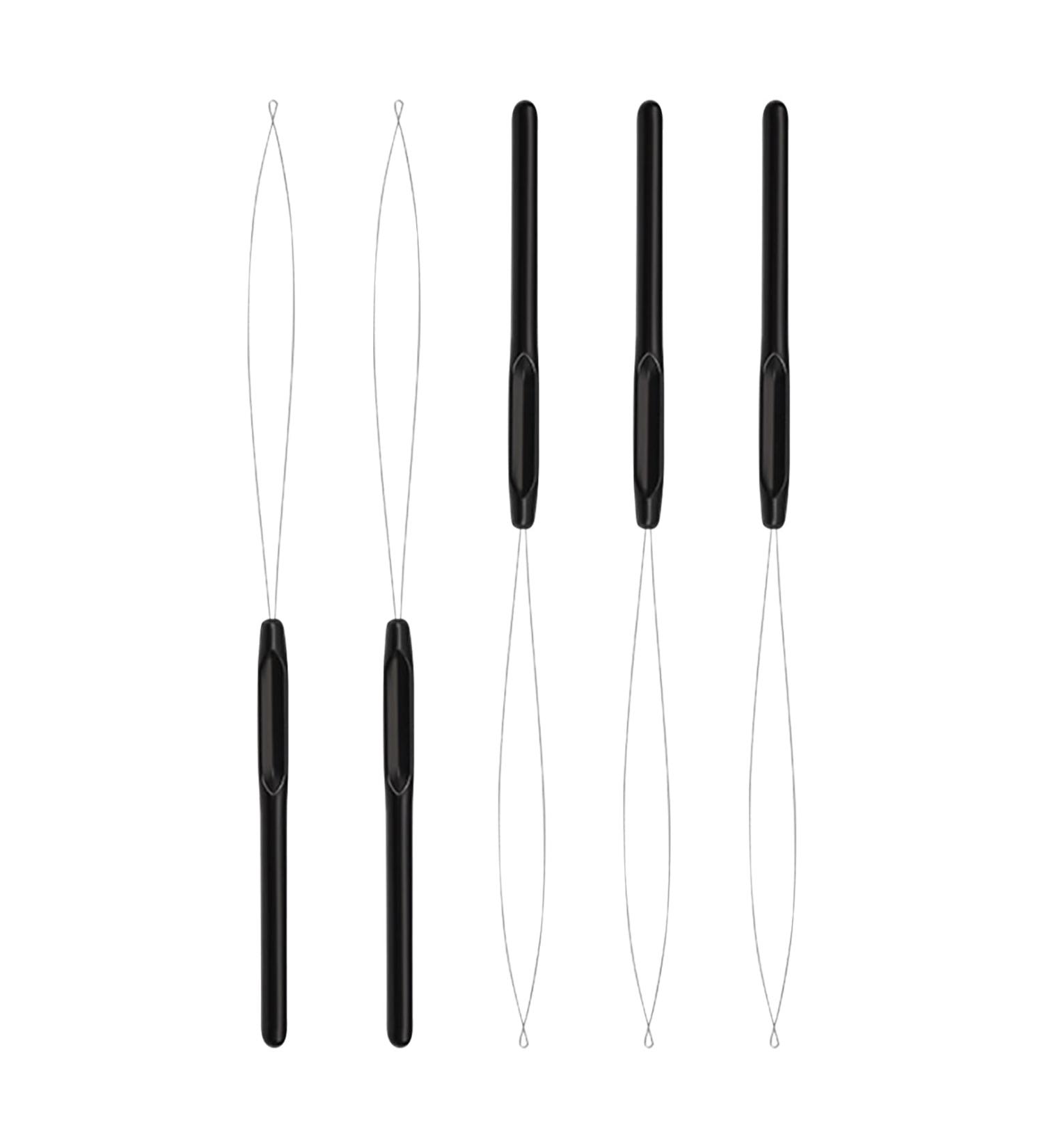 5pcs Hair Extension Loop Needle Threader Pulling Hook Tool and Bead Device Tool Hair Extension Loop Needle Tool for Micro Links Hair Feather Extensions Kit Hair Styling Tools Accessory(Black) - Buy Online on SooperMarket.com