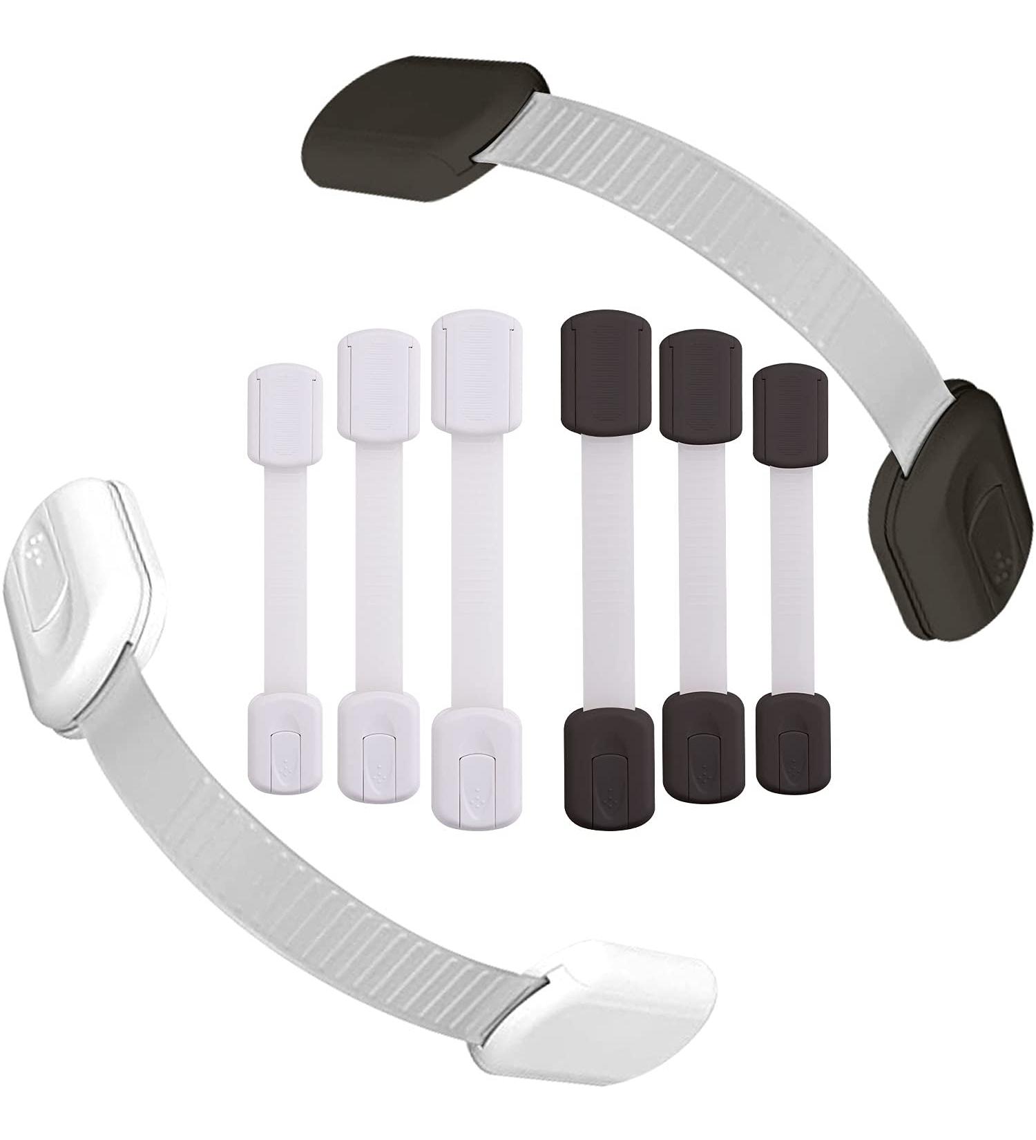 Child Safety Cabinet Locks - Baby Proofing Latches for Cabinets, Drawers, Cupboards, Fridge, Toilet - 8 Pack White & Black - Buy Online on SooperMarket.com