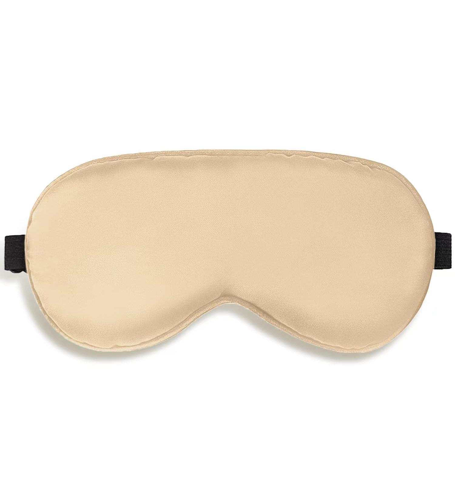 Silk Satin Sleep Mask for Women and Men - Adjustable Strap, Champagne - Ideal for Airplane Travel - Night Cover Blindfold - Buy Online on SooperMarket.com