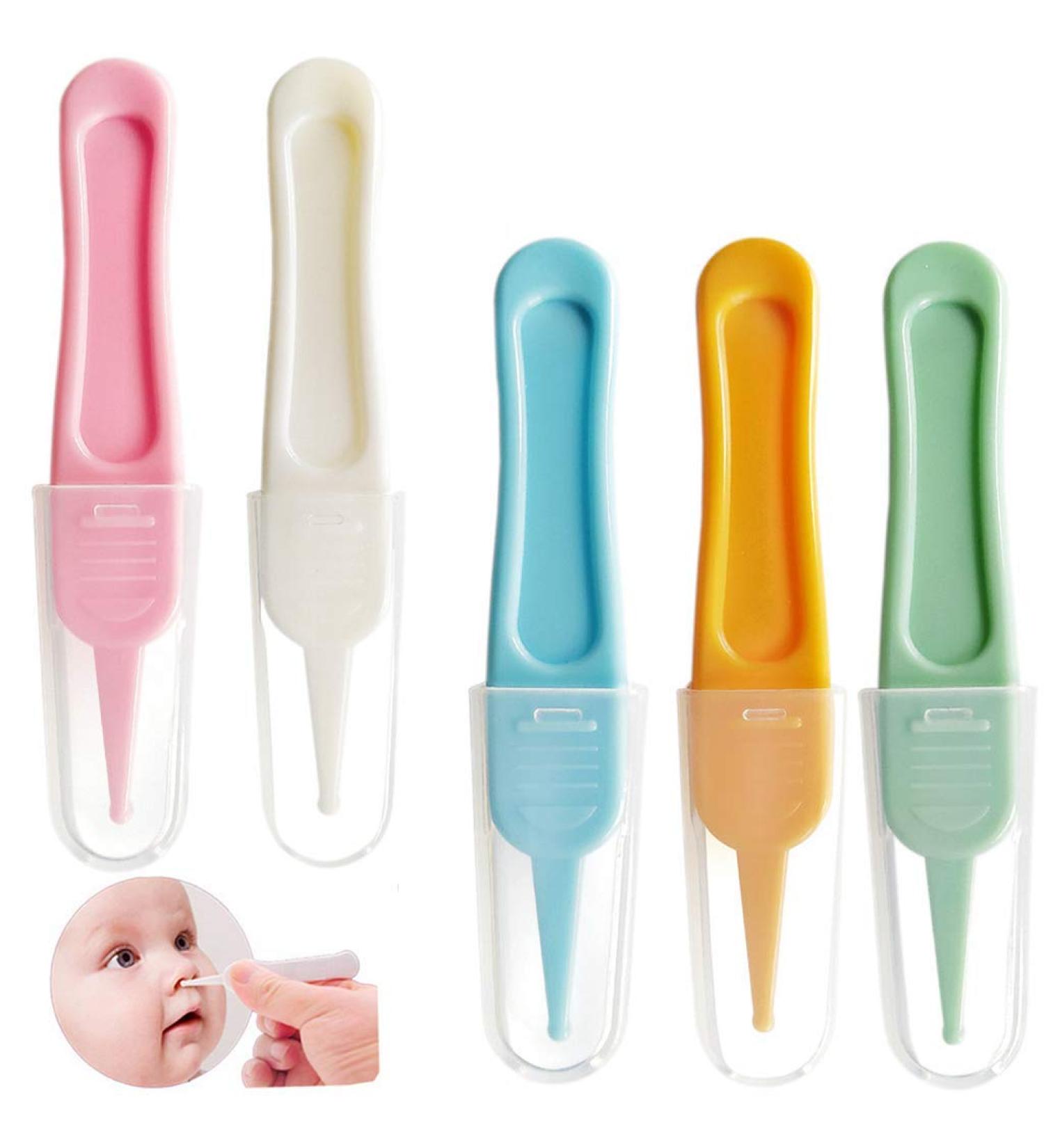 Ouceanwin Infant Nose Tweezers Set - 5 Safety Round Head Plastic Tweezers for Baby Nose Cleaning and Navel Care - Buy Online on SooperMarket.com