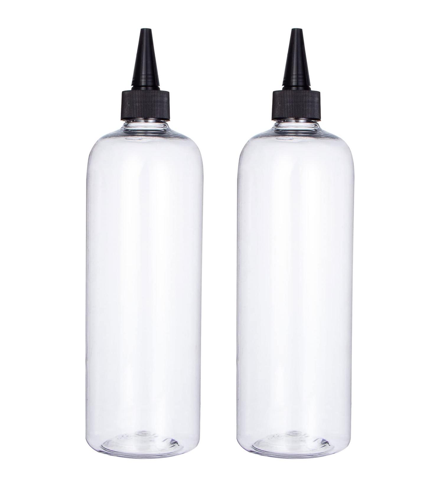 2 Pack 16.9oz Hair Color Applicator Bottles - PET Plastic Squeeze Bottles for Hair Dye - Refillable and Transparent - Clear/black Cap - Buy Online on SooperMarket.com