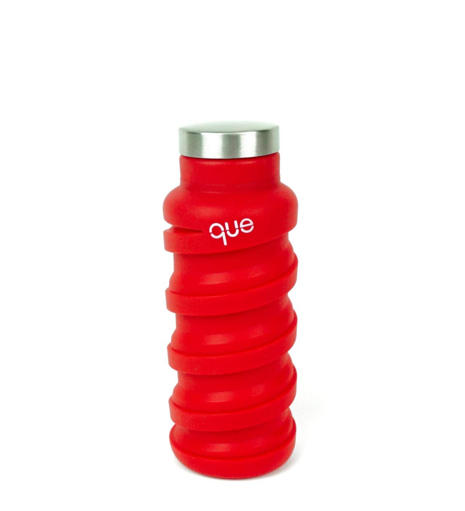 que Bottle | Designed for Travel and Outdoor. Collapsible Water Bottle - Food-Grade Silicone/BPA Free/Lightweight/Eco-Friendly - 12oz (Bonfire Red)