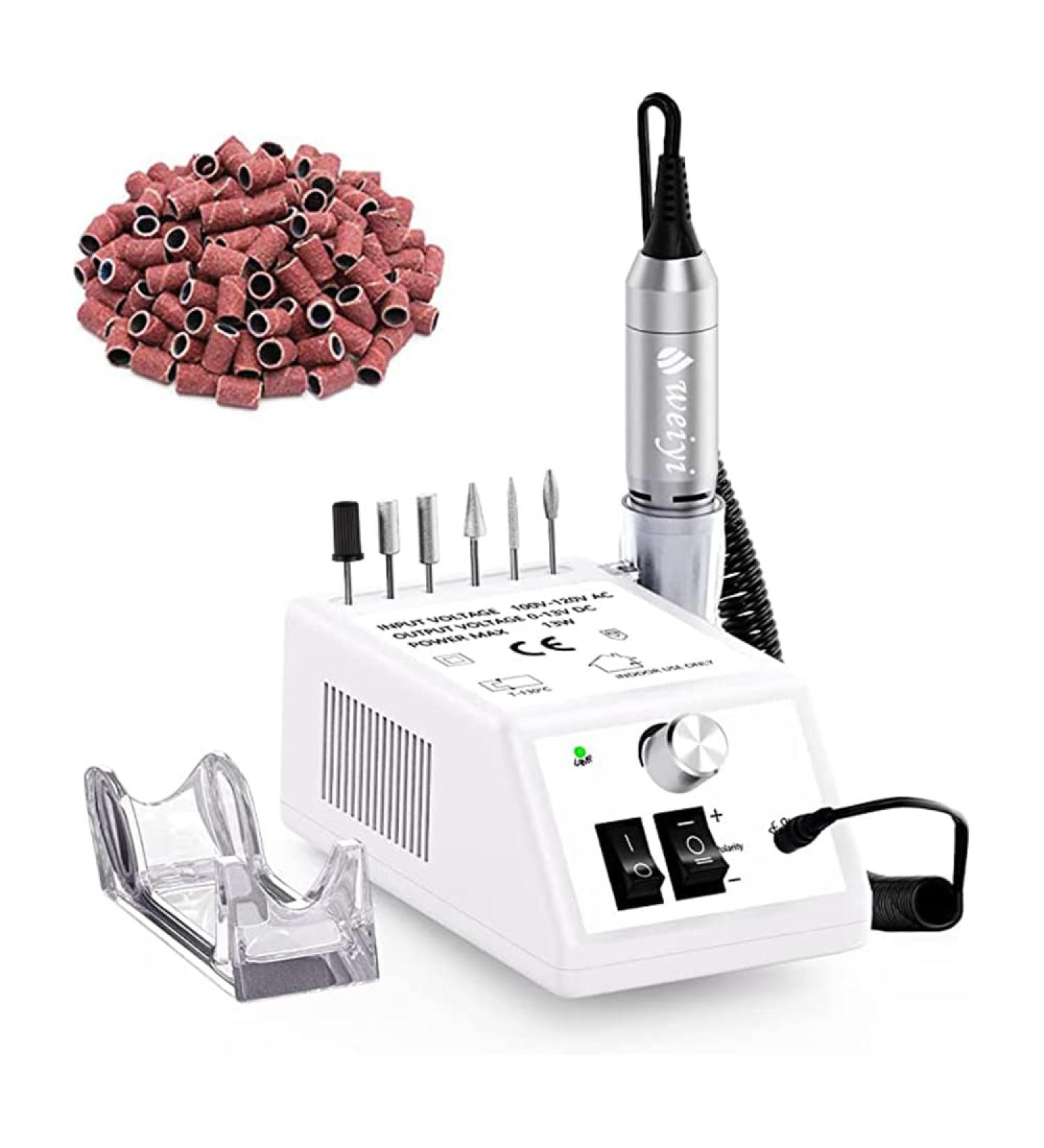 Buy Weiyi Electric Nail Miller Set - Professional Nail Care Device | Low Vibration 20 000 RPM 6 Drills & 106 Grinding Sleeves - International Shipping Available - Buy Online on SooperMarket.com