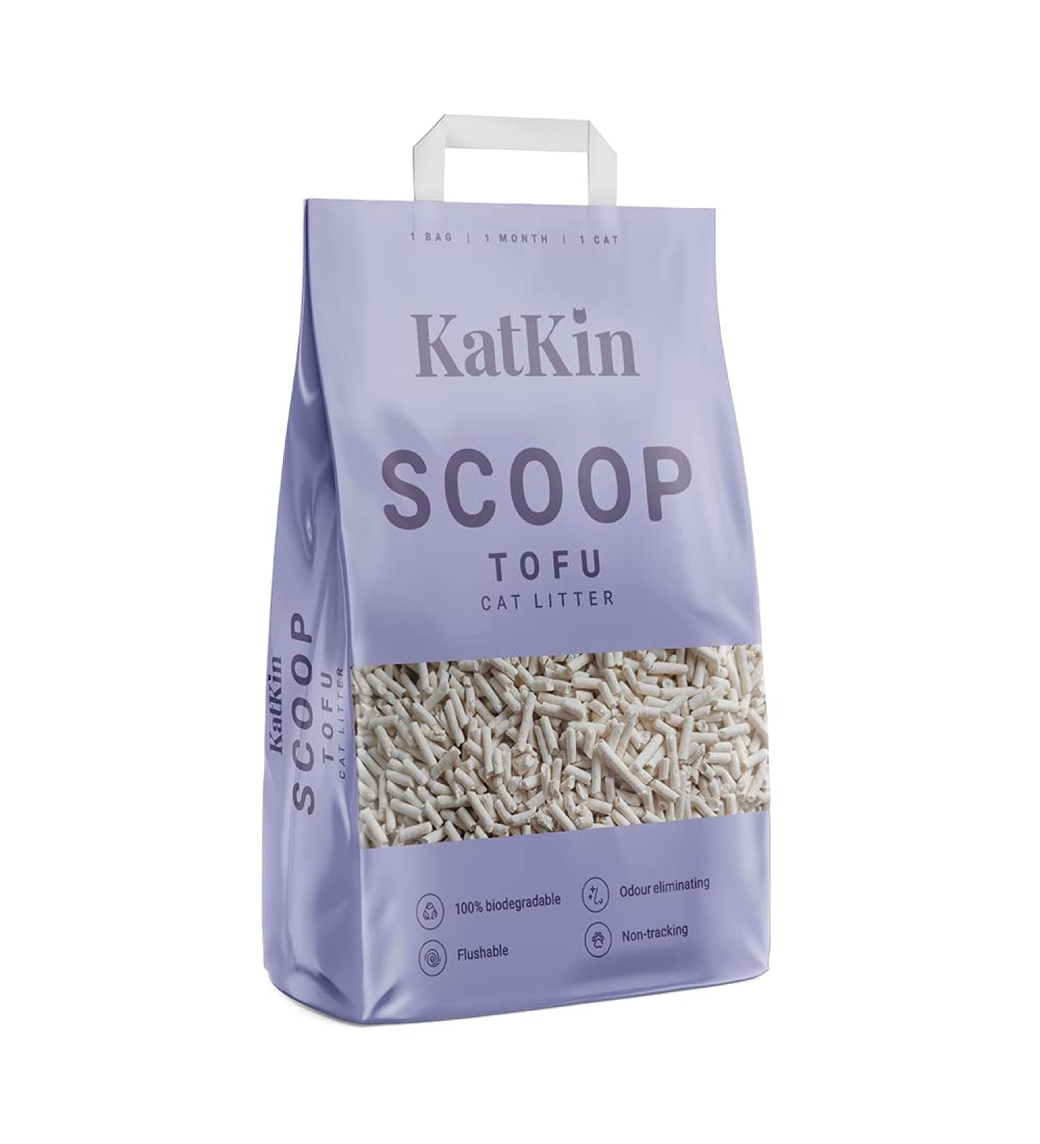 KatKin Scoop Tofu Litter - 100% Biodegradable Non-Tracking Cat Litter (1x2.4kg) | Eco-Friendly Planet-Saving Clumping Litter for Kittens and Cats - Buy Online on SooperMarket.com