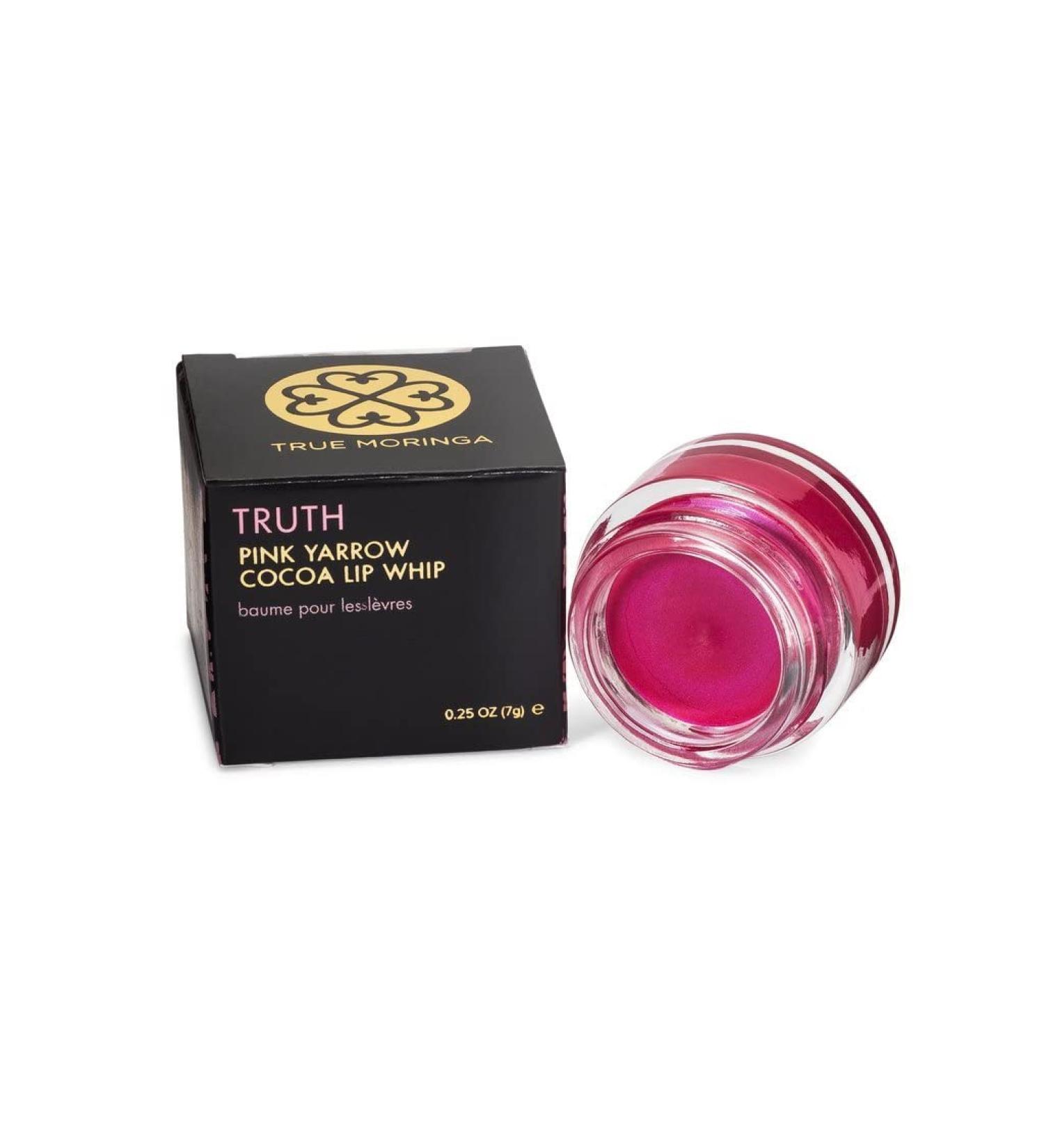 True Moringa Tinted Lip Balm - Organic Vegan Lip Gloss & Moisturizer - Pink Yarrow Cocoa Lip Whip - Natural Tinted Shimmer - 0.25 oz - Buy Online on SooperMarket.com
