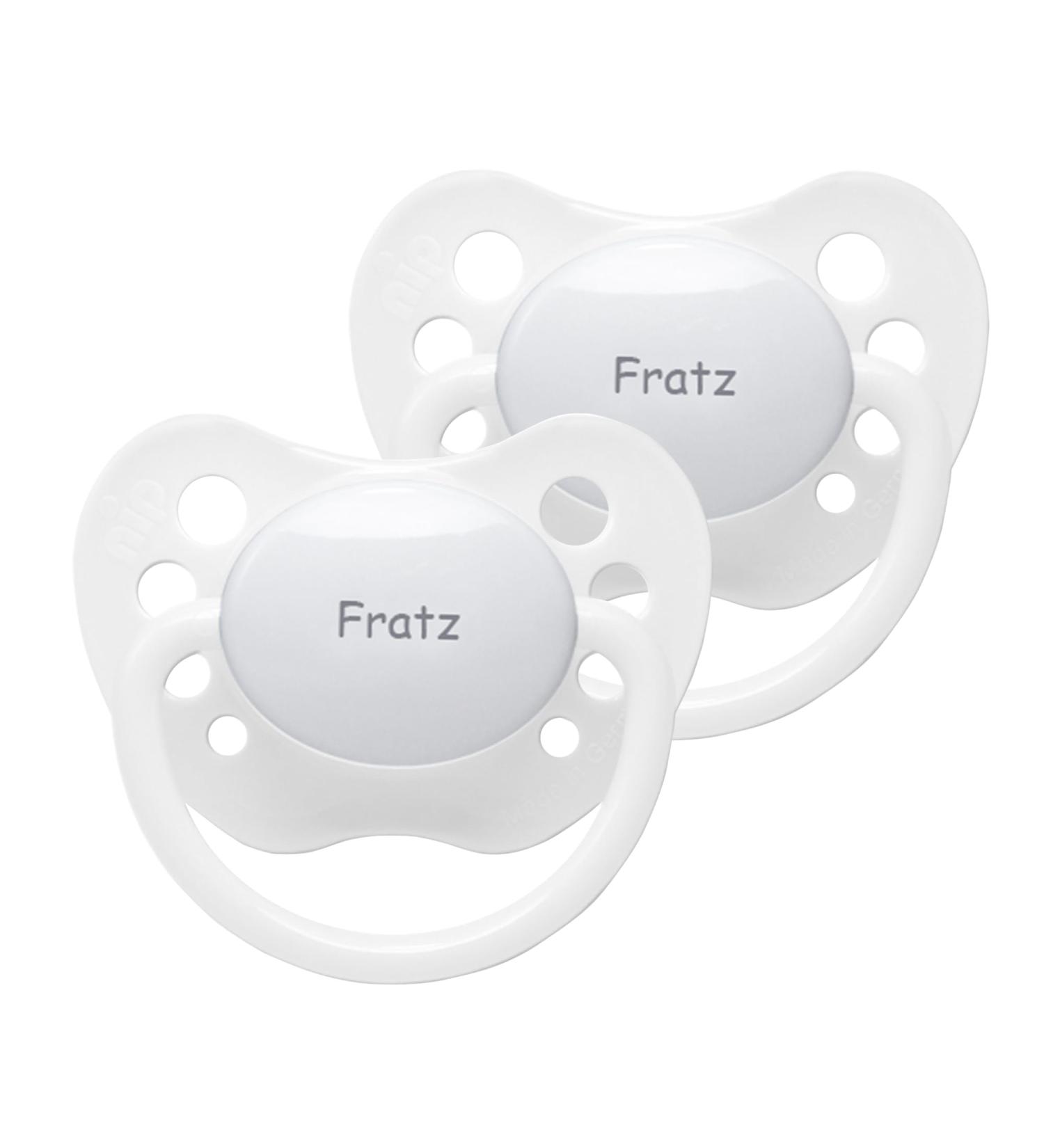 Name pacifier - NIP pacifier with name - silicone size 2 - white - set of 2