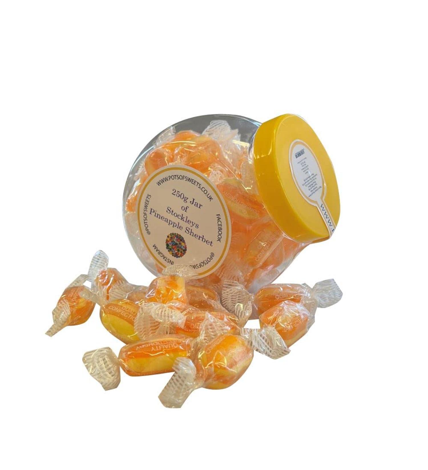 Stockleys 250g Sherbet Pineapple Sweets in Cookie Jar - Individually Wrapped - Buy Online on SooperMarket.com