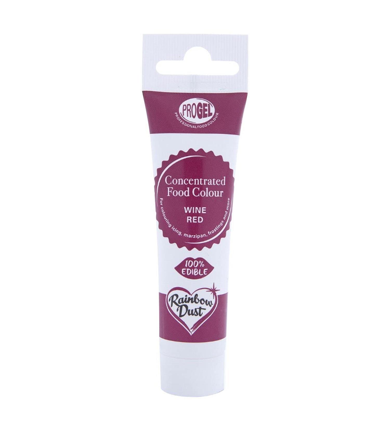 Rainbow Dust ProGel Concentrated Food Colour Wine Red Colouring Gel For Baking and Cake Decorating 25g Tube