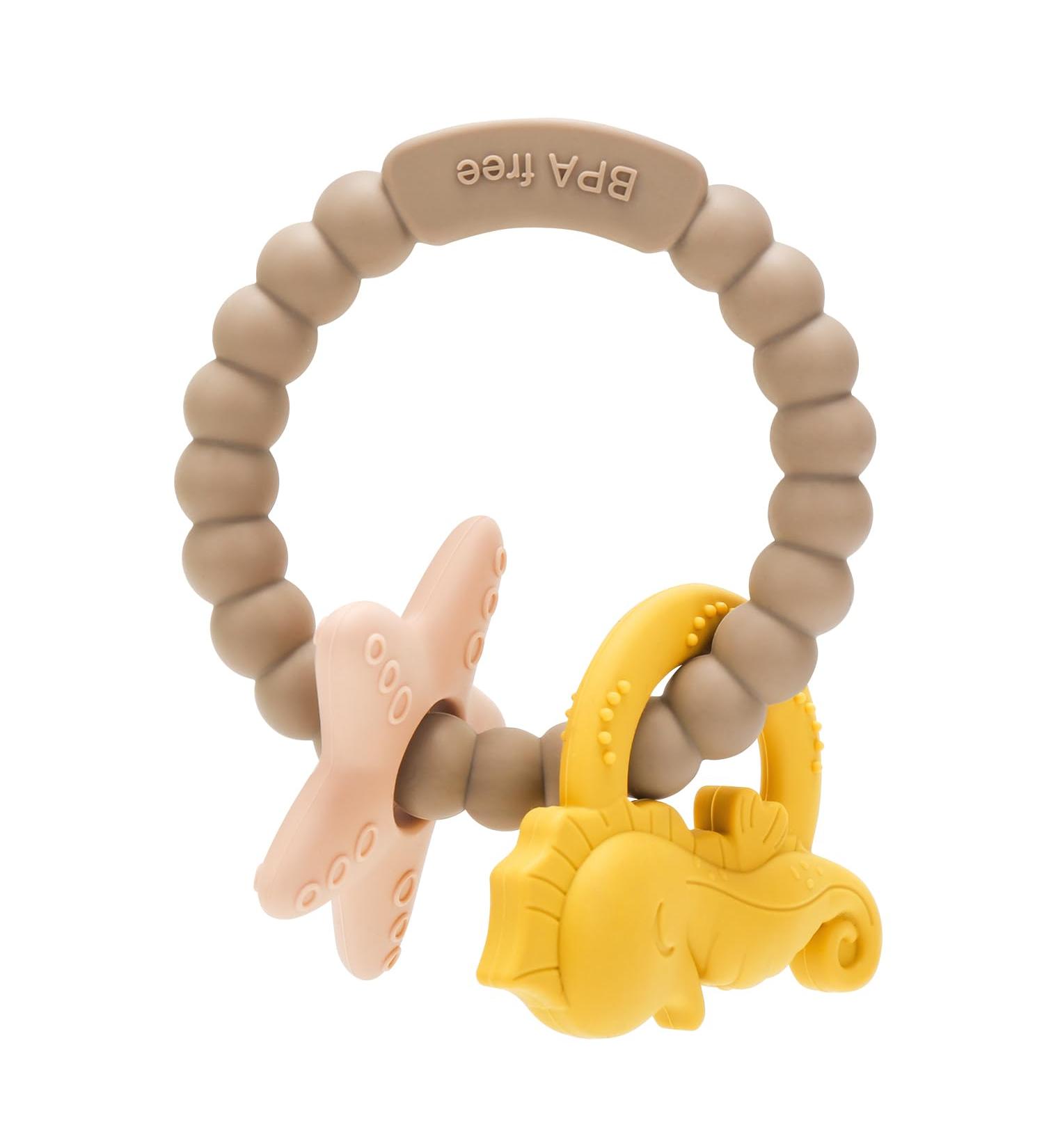 ClDy Bite Ring for Babies | BPA-Free Silicone Teething Toys | Ocean Brown | Soothing & Stimulating Gum Relief for Infants 3 Months+ - Buy Online on SooperMarket.com