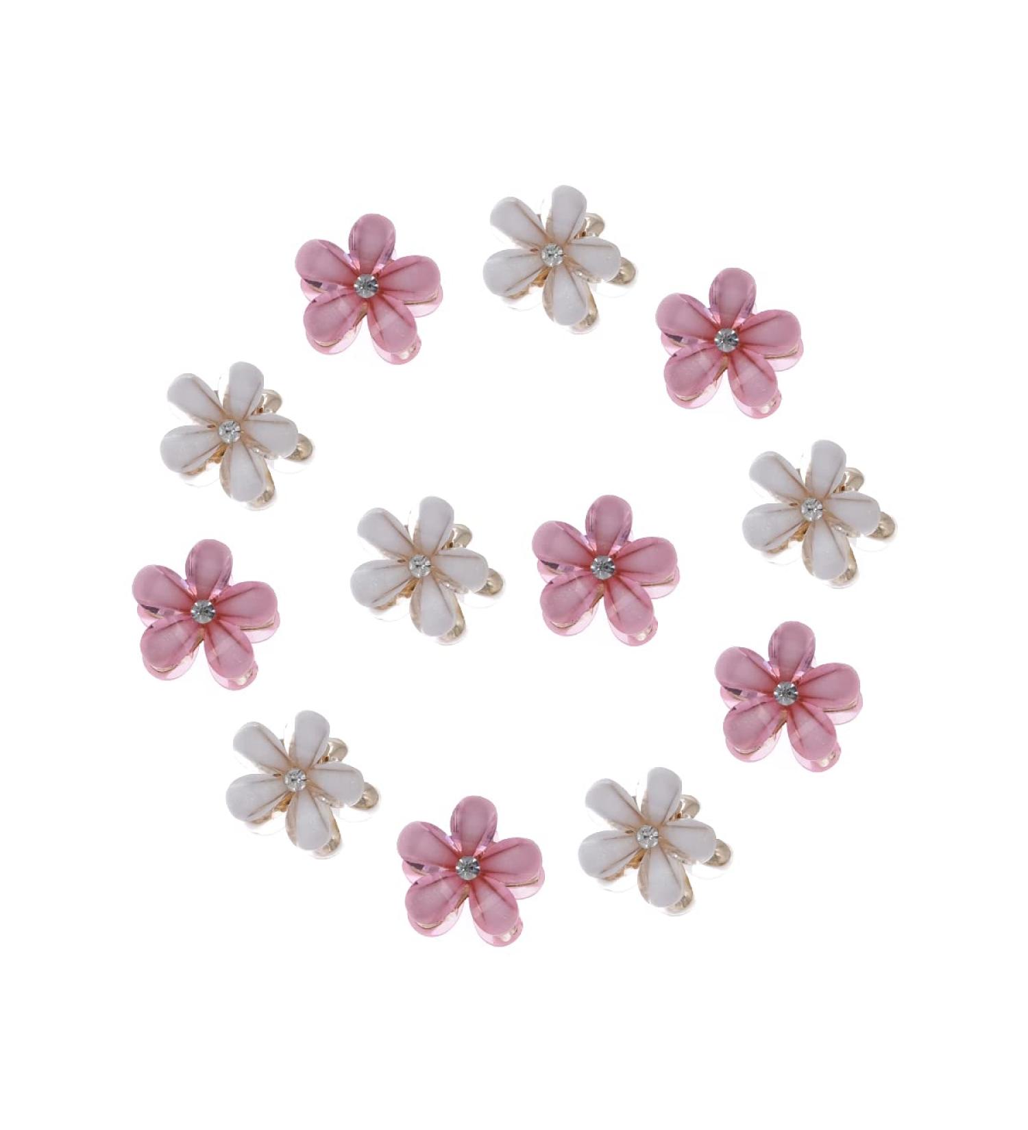 12 Pieces Mini Daisy Flower Hair Claw Clips in White and Pink - Hair Accessories for Women and Girls - Buy Online on SooperMarket.com