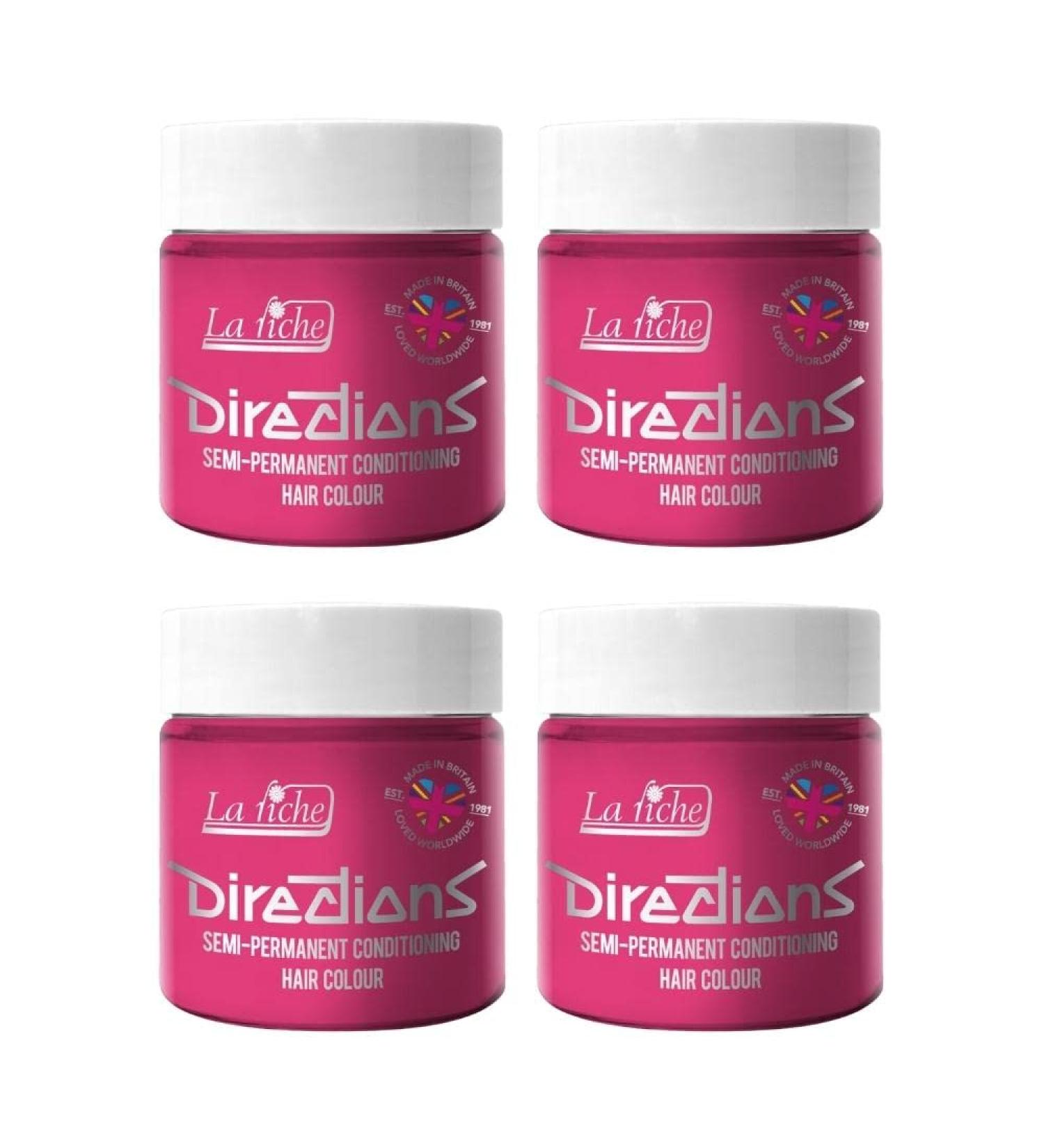 4x La Riche Directions Semi-Permanent Hair Color 100ml Tub - Carnation Pink Carnation Pink 100 ml (Pack of 4)