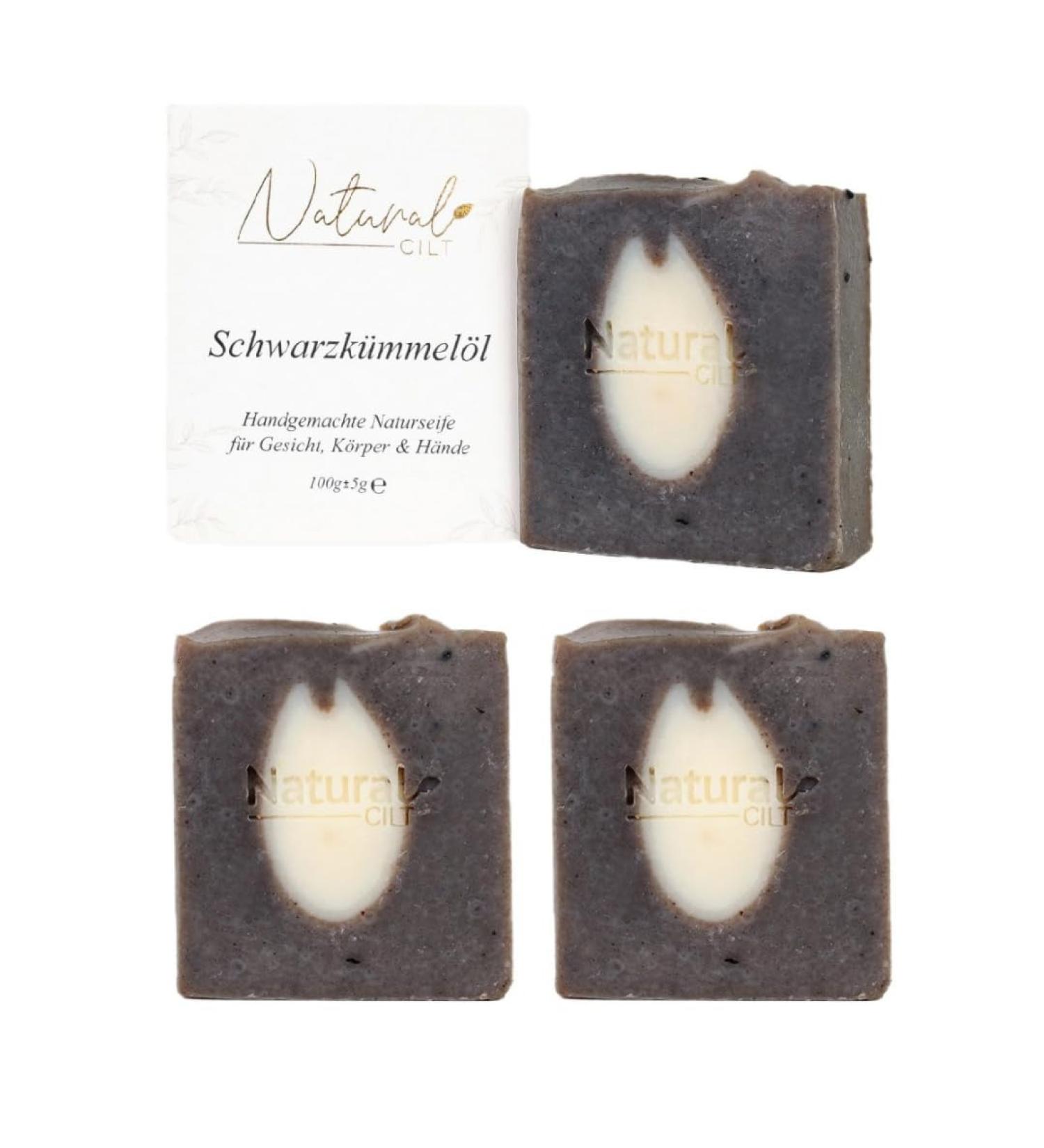 3x Natural Black Cumin Oil Soap - 100% Handmade & Certified - Gentle Shower Soap for All Skin Types - No Harmful Ingredients - Premium Food Metics - Buy Online on SooperMarket.com