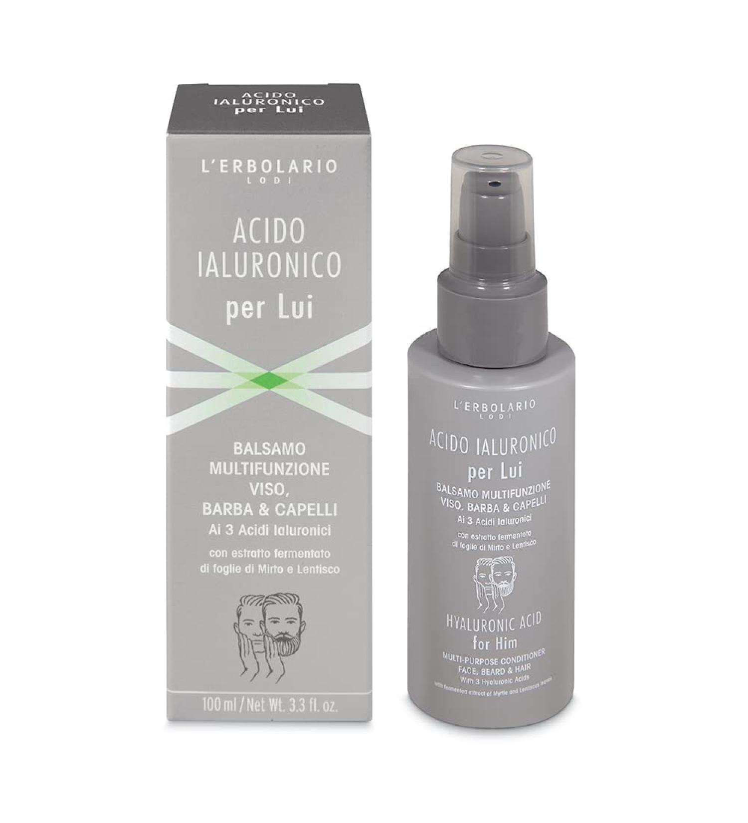 LErbolario Hyaluronic Acid Multipurpose Conditioner Face Beard and Hair for Men - 3.3 oz Condition