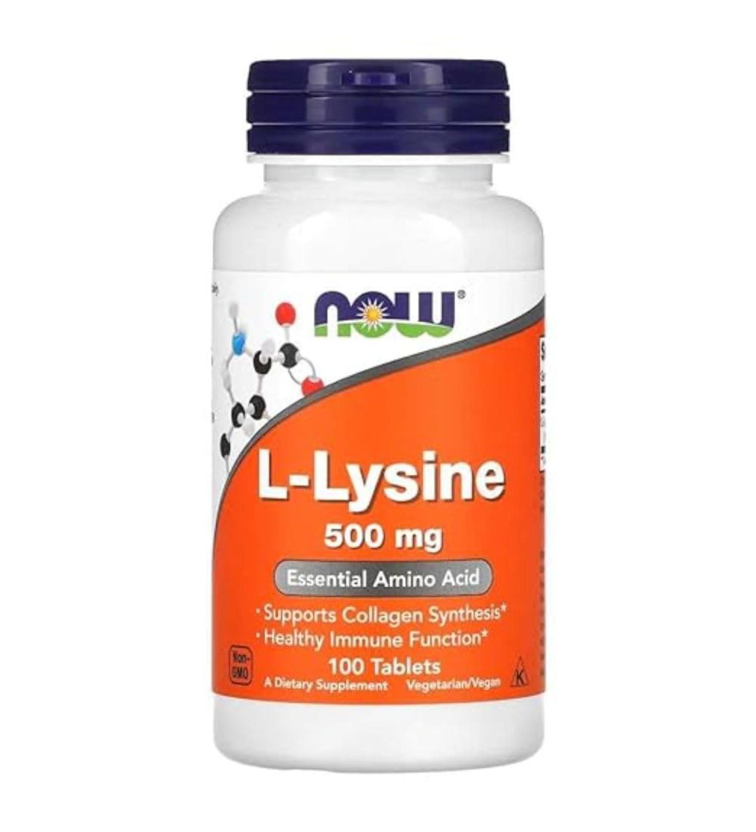 NOW Supplements L-Lysine 500mg Capsules 100 Count - Buy Online on SooperMarket.com