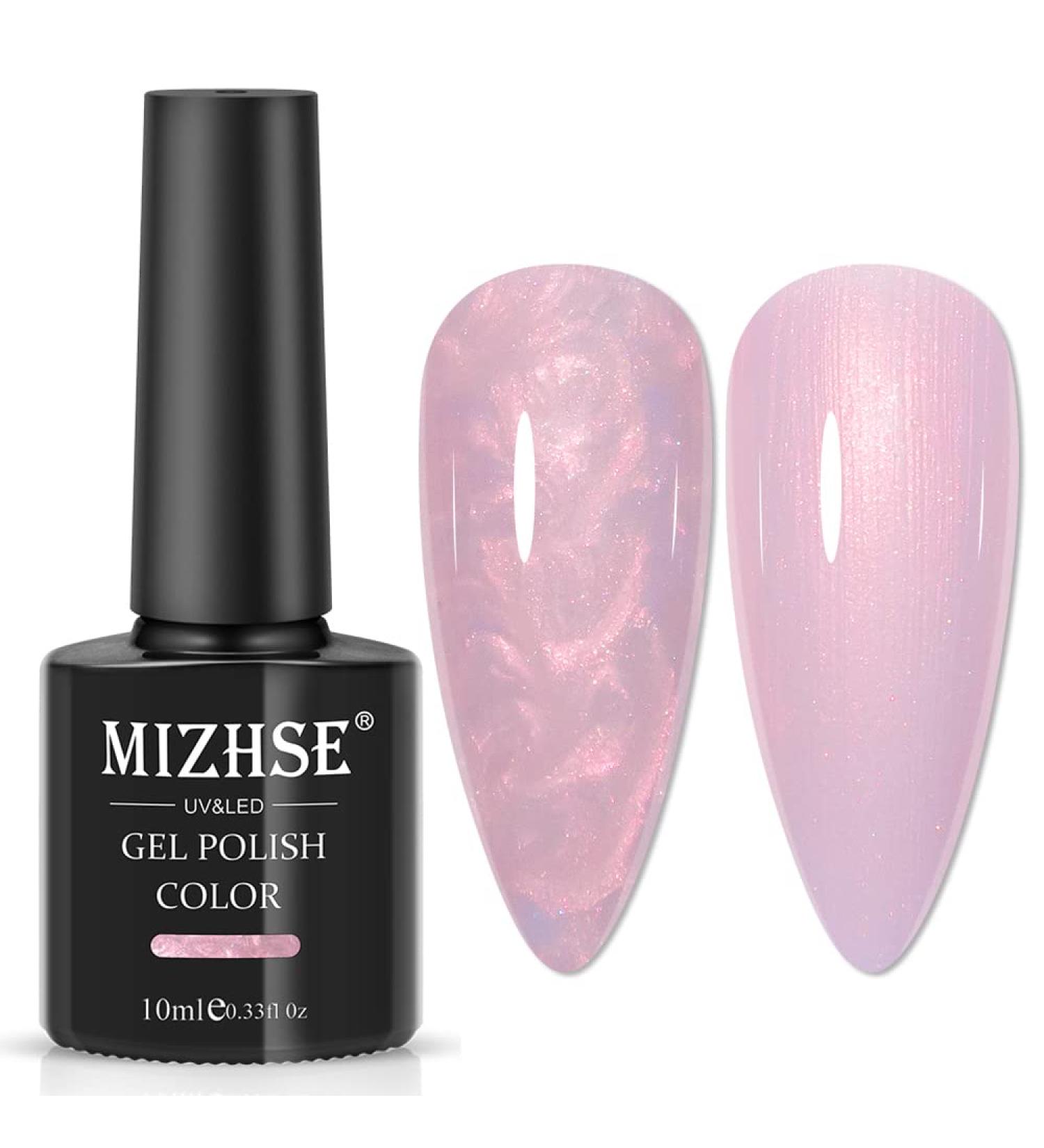 MIZHSE Pink Shimmer Pearl Gel Nail Polish with Shell Thread - 10 x 1 Soak Off UV LED - Y007 - Buy Online on SooperMarket.com
