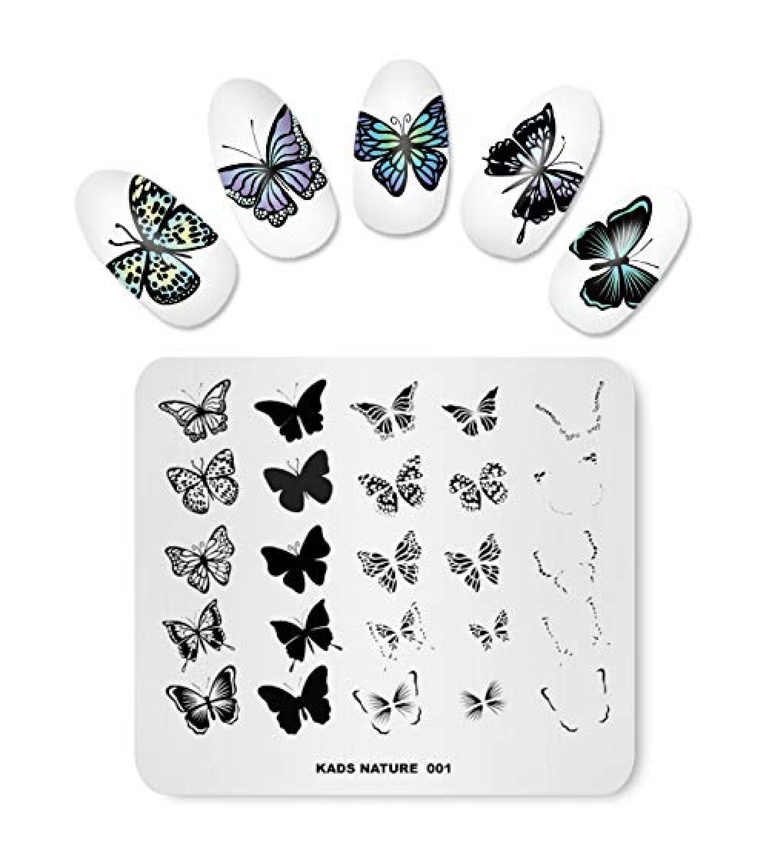 Alexnailart Butterfly Nail Stamping Plate - DIY Manicure Stencil Tools (NA001) - Buy Online on SooperMarket.com