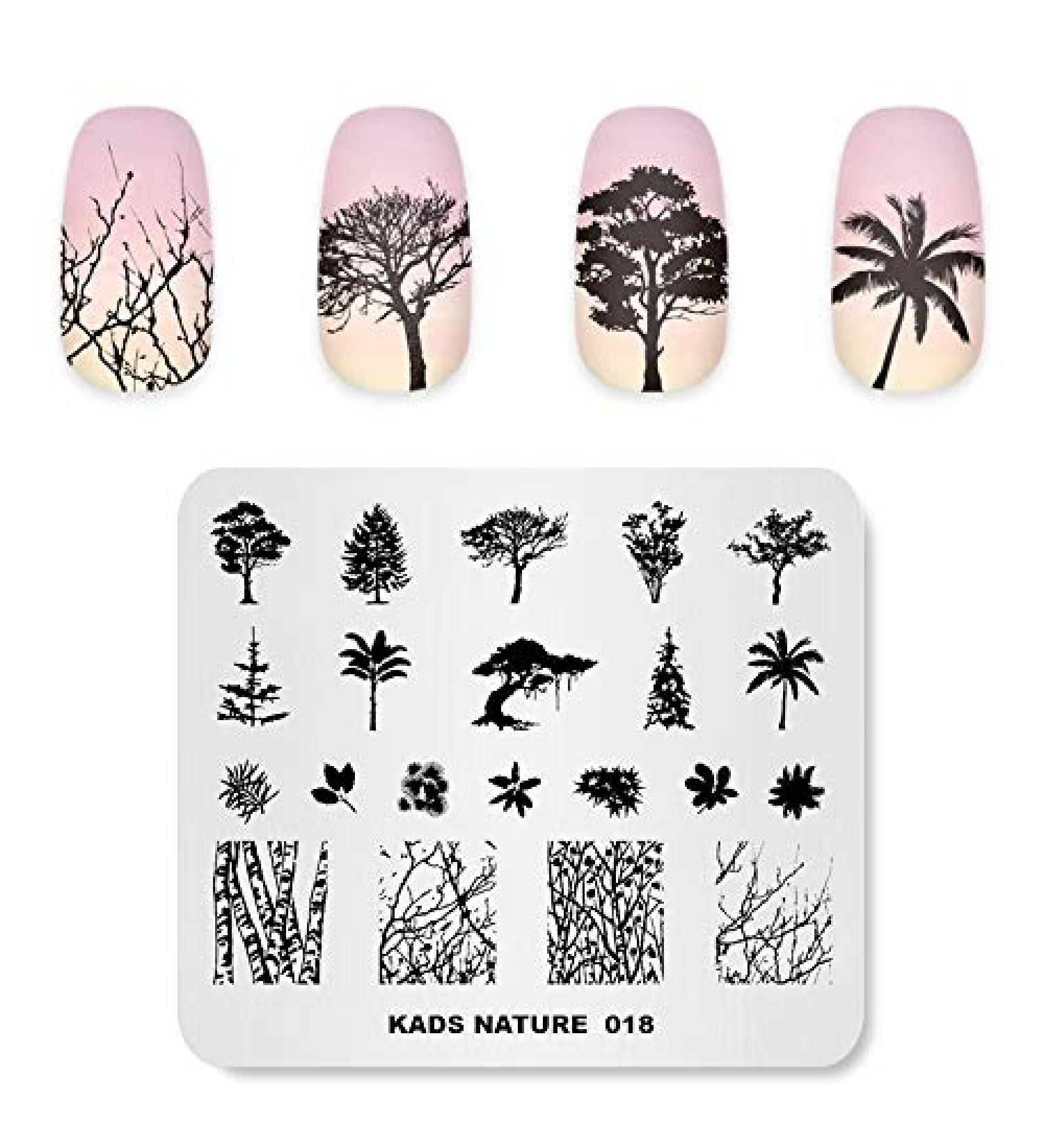 Nail Art Stamping Plate NA018 | Nature Branch & Coconut Tree Design | DIY Nail Polish Tool | International Shipping Available - Buy Online on SooperMarket.com