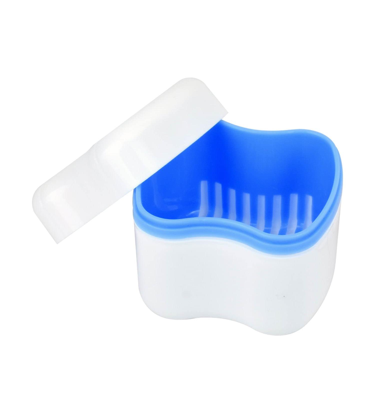 Denture Box Retainer Case Denture Storage Bath Box Denture Holder Box Cleaning Box Lightweight and Portable Cleaning Box with Filter (L Blue) L Blue - Buy Online on SooperMarket.com