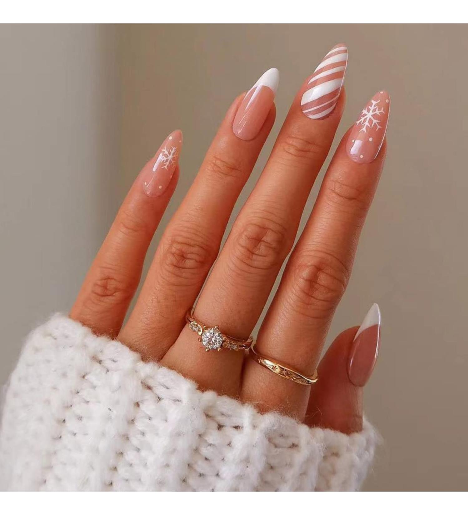 Vatocu Christmas False Nails - Short Red Press On Nails with Snowflakes, Elk, Snowman Designs (24pcs) for Women and Girls - Buy Online on SooperMarket.com