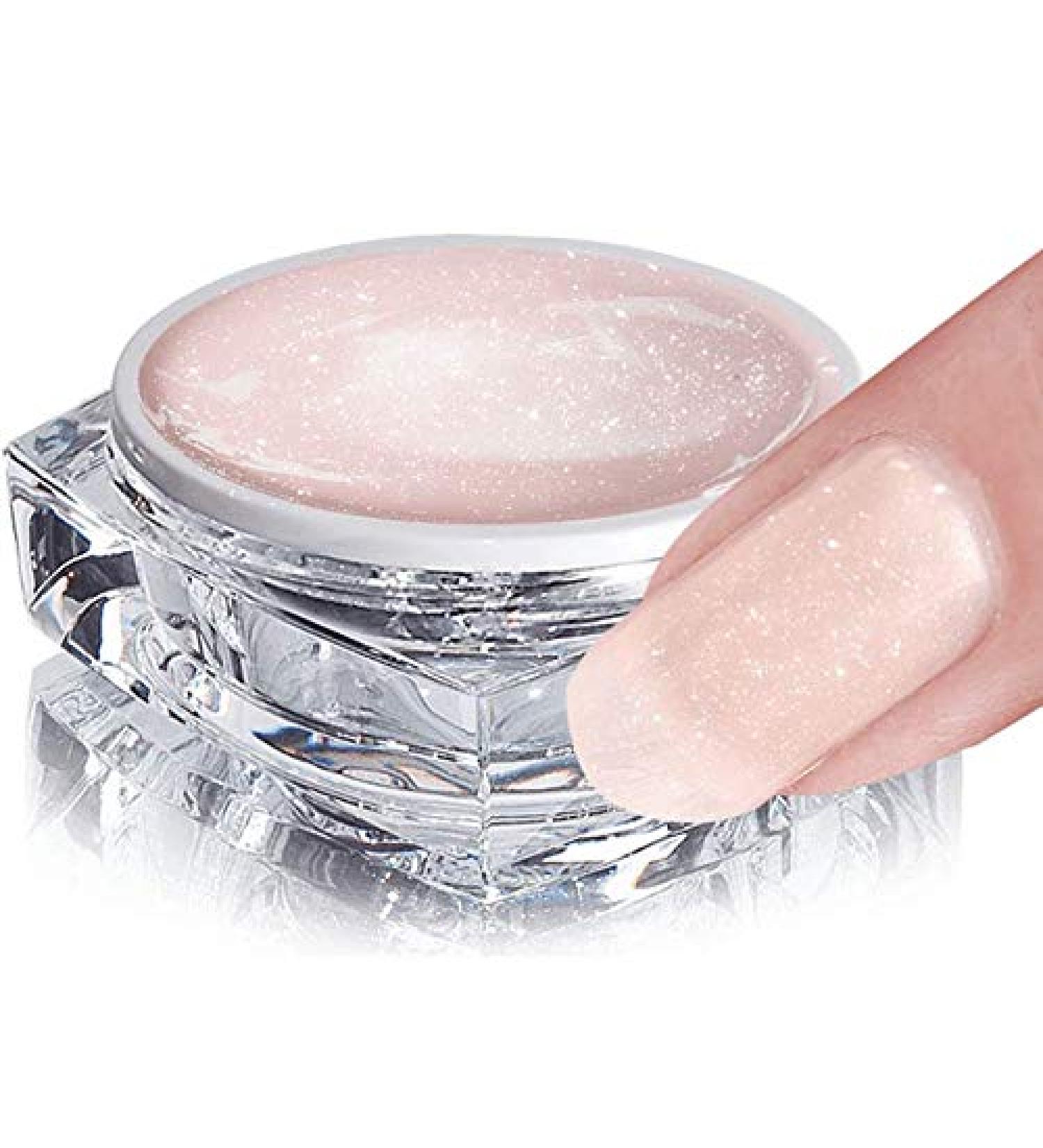 HN Hollywood Nails - Platinum Fiberglass UV Builder Gel | Nude Glitter Delicate Finish - International Shipping Available - Buy Online on SooperMarket.com