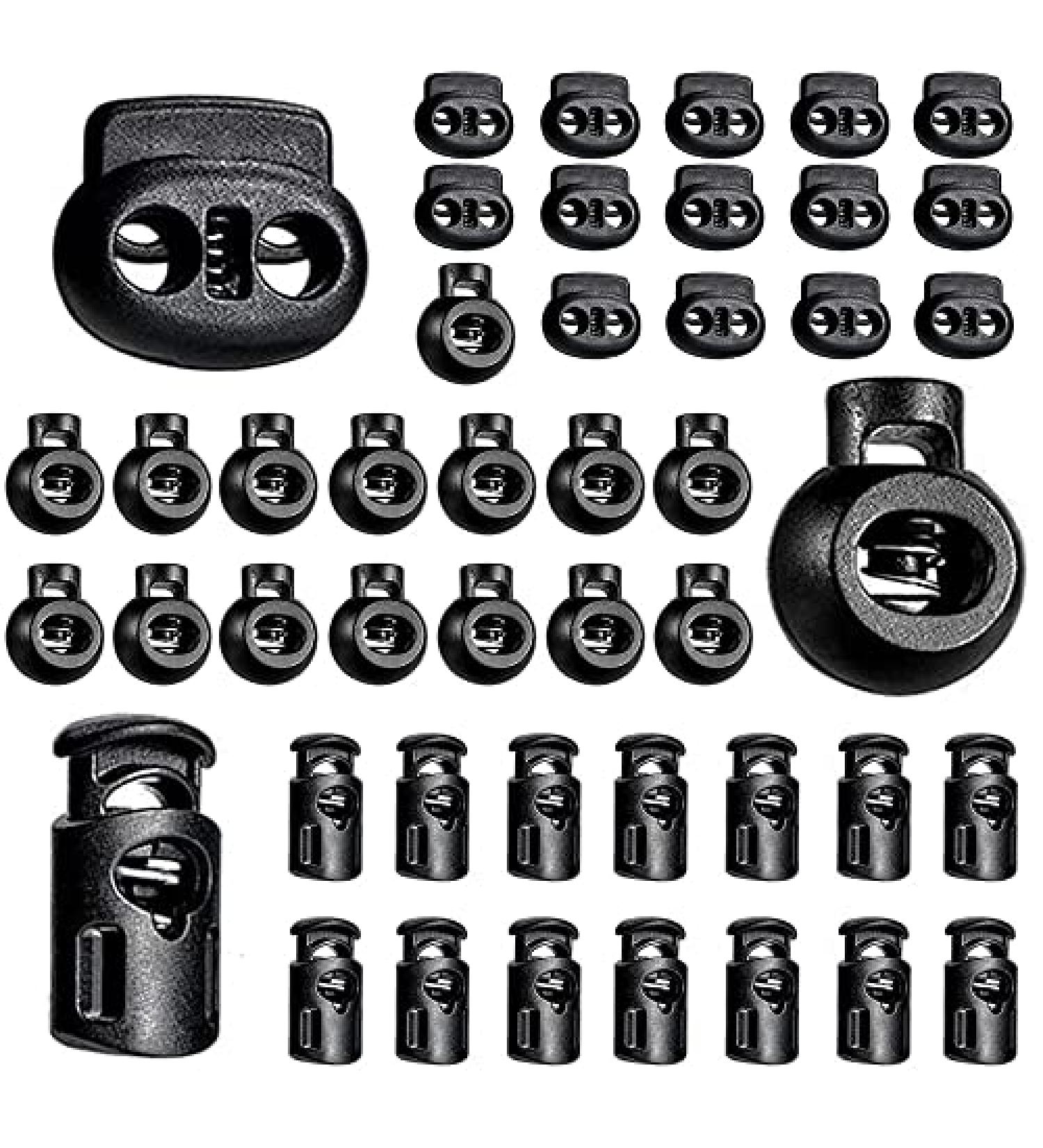 YAUENDE 45 Pcs Plastic Cord Locks - End Spring Stopper for Drawstrings, Bags, Masks & Clothing - Black - Buy Online on SooperMarket.com