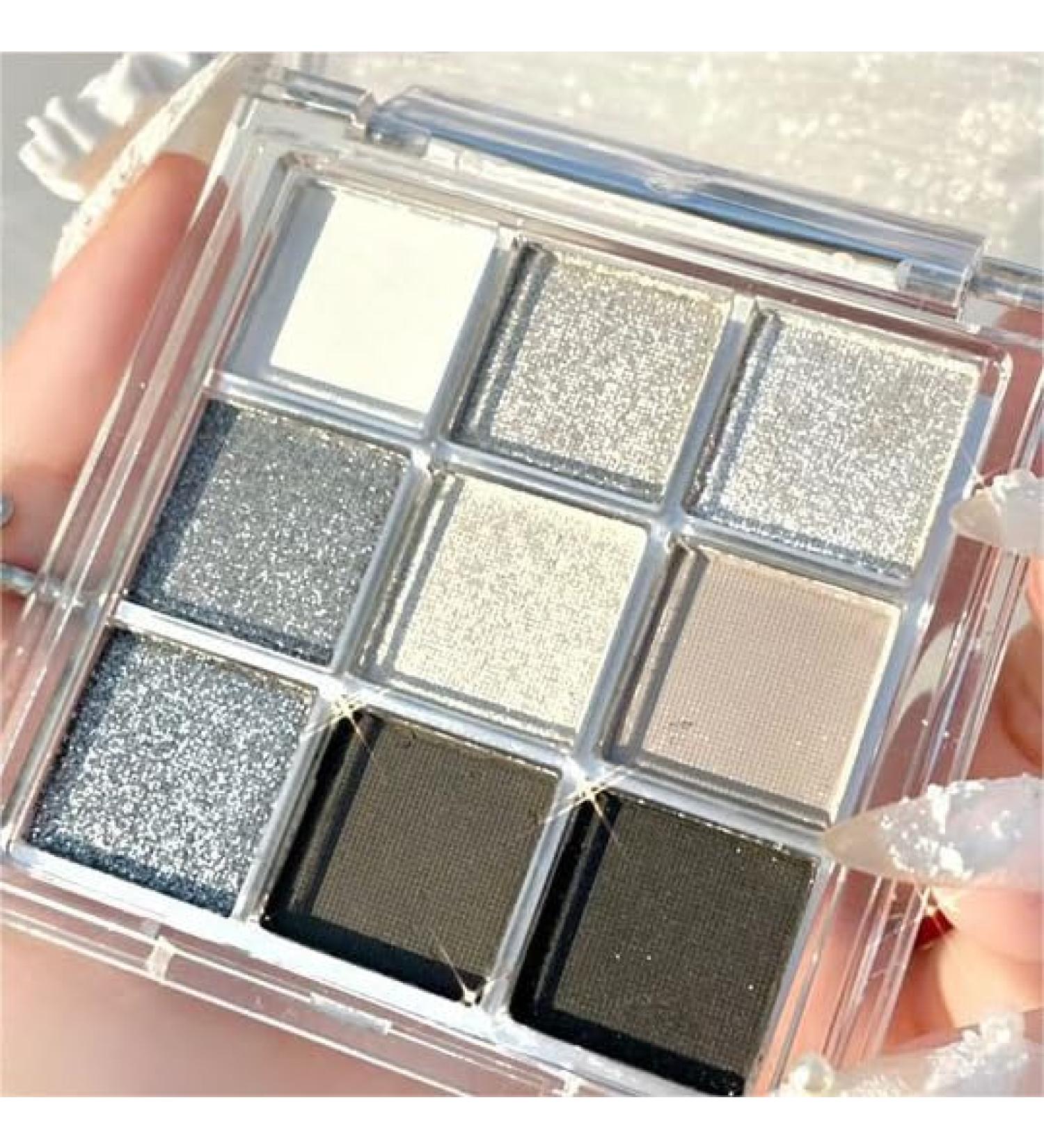 Lovelycat 9 Colors Glitter Eyeshadow Makeup Palette Matte High Pigmented Colorful Creamy Texture Eye Shadow Powder Natural Waterproof Long Lasting Eyeshadow Powder Cosmetics (silver) - Buy Online on SooperMarket.com