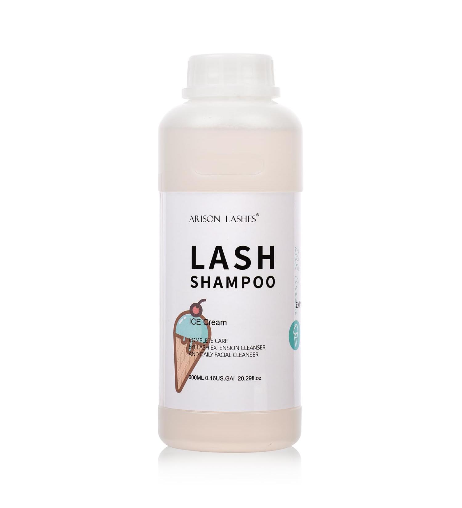 ICE CREAM Eyelash Extension Shampoo 600ml - Paraben & Sulfate Free Foaming Cleaner for Extensions & Natural Lashes - Safe for Professional & Self-Use - Buy Online on SooperMarket.com