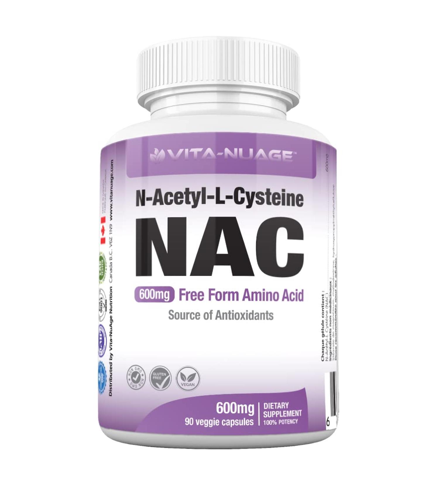 Vita-Nuage NAC N-Acetyl-L-Cysteine 600mg - Immune System Support Liver Detox - 90 Caps - Buy Online on SooperMarket.com