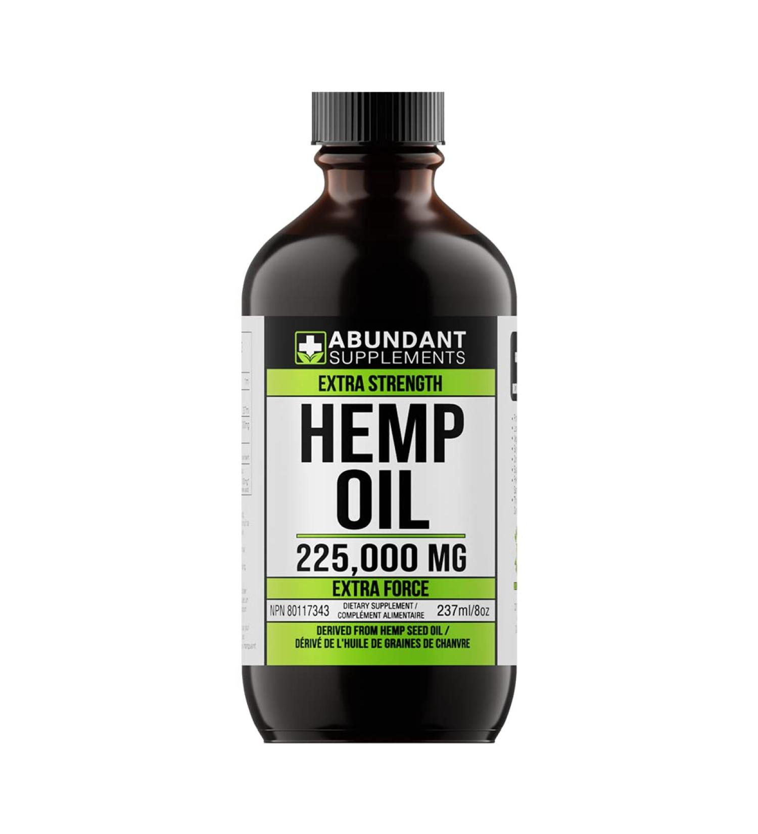 Hemp Oil 225 000 Mg (8 oz) Extra Strength Formula Helps Treat Inflammation & Pain Relief - Derived Hemp Seed Oil Rich in Antioxidants Improves Skin Health & Sleep Non-GMO Omega 3 6 9 Balance Oil Made in Canada - Buy Online on SooperMarket.com