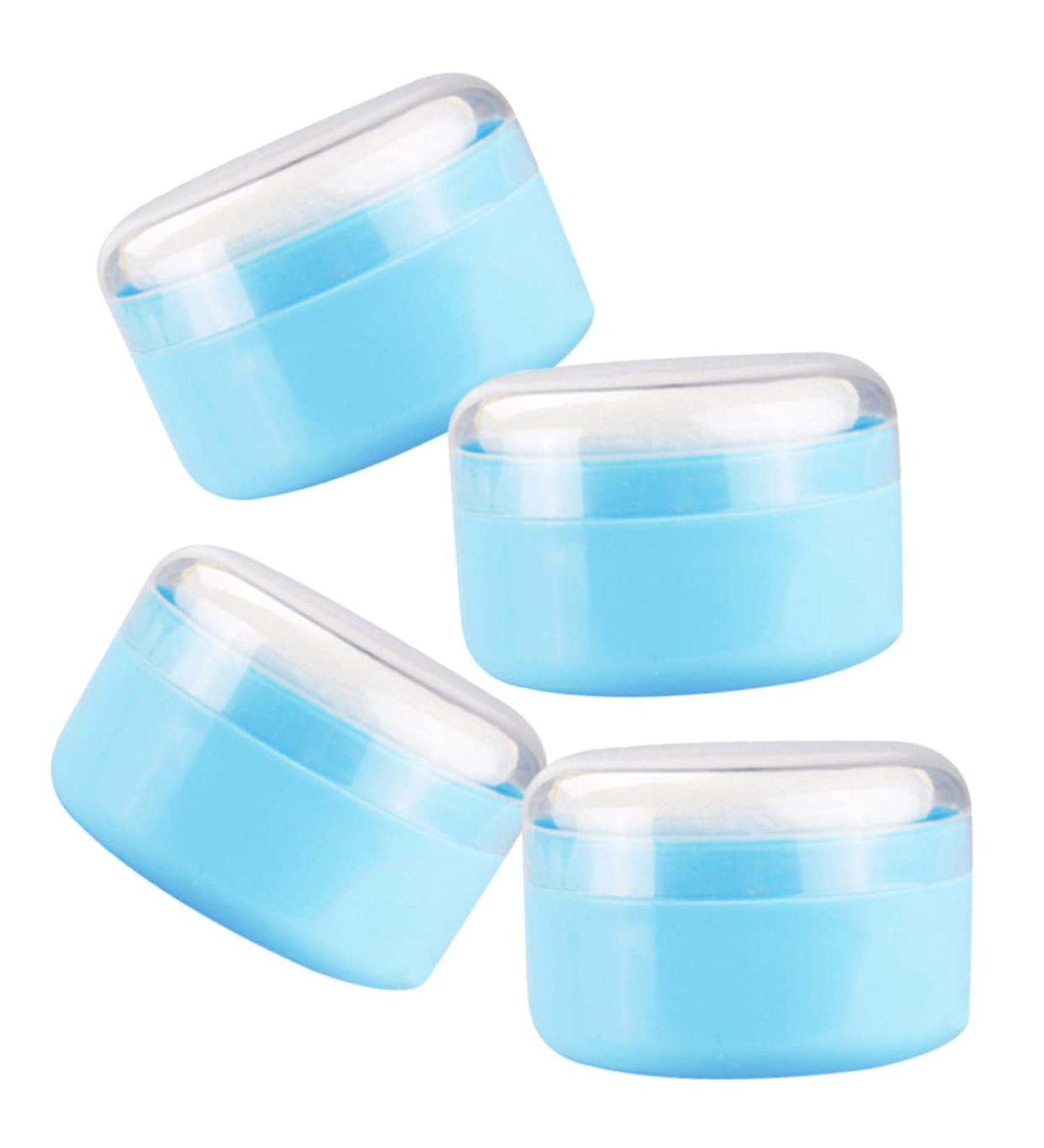 GAFOKI 4pcs Body Powder Puff Box - Travel Makeup Powder Puff Container in Blue Plastic - Buy Online on SooperMarket.com