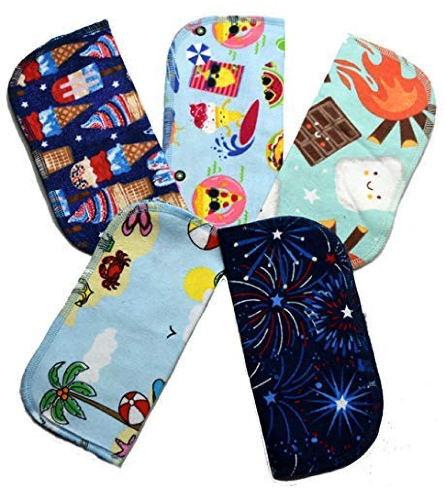 Summertime Fun Set of 5 1 Ply Printed Flannel Little Wipes - 8x8 Inches - Buy Online on SooperMarket.com