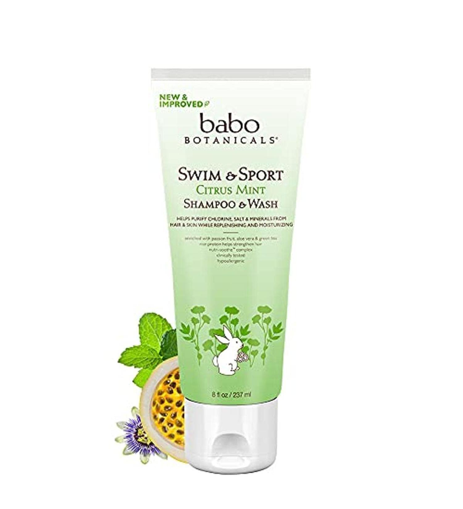 Babo Botanicals Purifying Swim & Sport 2-in-1 Shampoo & Wash - Baby & Kids - Passion Fruit Oil, Organic Aloe - 8 fl oz - Buy Online on SooperMarket.com