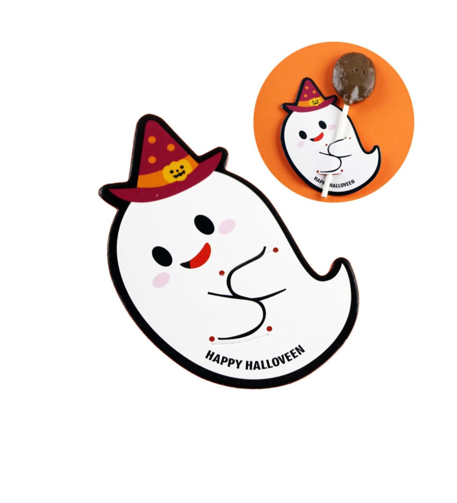 OFFSCH 50pcs Halloween Candy Tag Lollipop Decoration Lollipop Card Halloween Decor Packaging Decoration Card Lollipop Packaging Card Tooth Charms Message Card Pencil Caps Pumpkin Ghost - Buy Online on SooperMarket.com