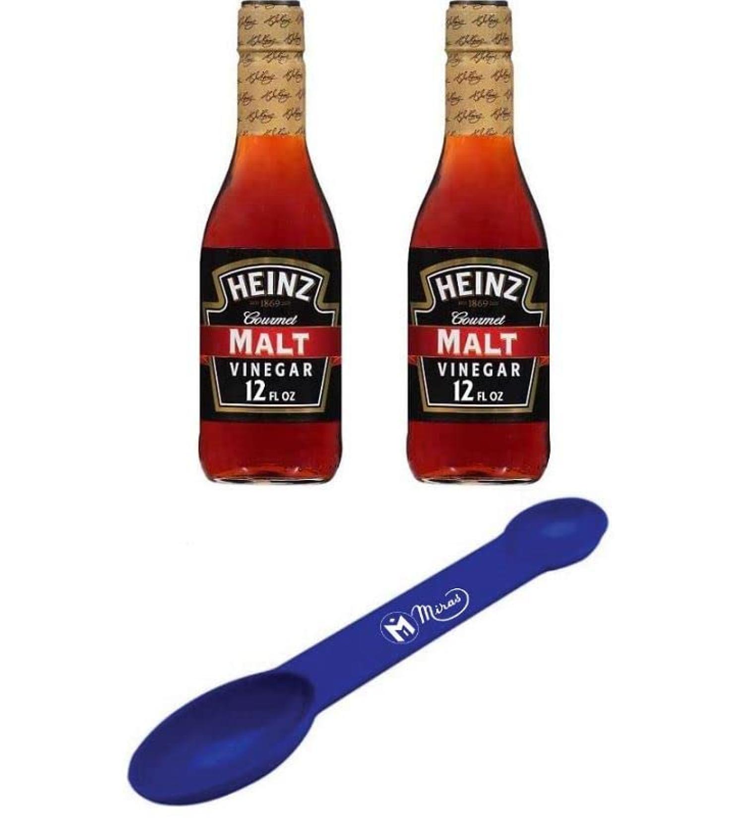 (Pack of 2) Heinz Gourmet Malt Vinegar 12 fl oz Glass Bottles with Free Miras Trademark 2-in-1 Measuring Spoon - Buy Online on SooperMarket.com