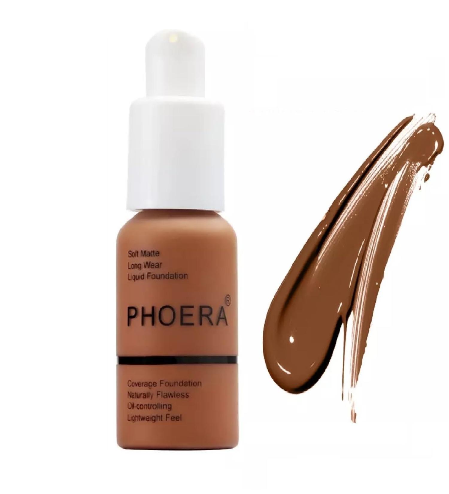 Phooera Fulll Coverage Liquid foundation Matte Finish Concealer Long wear 24hrs Oil Controlling Naturally Flawless Lightweigt Feel Buildable (109 MOCHA) - Buy Online on SooperMarket.com