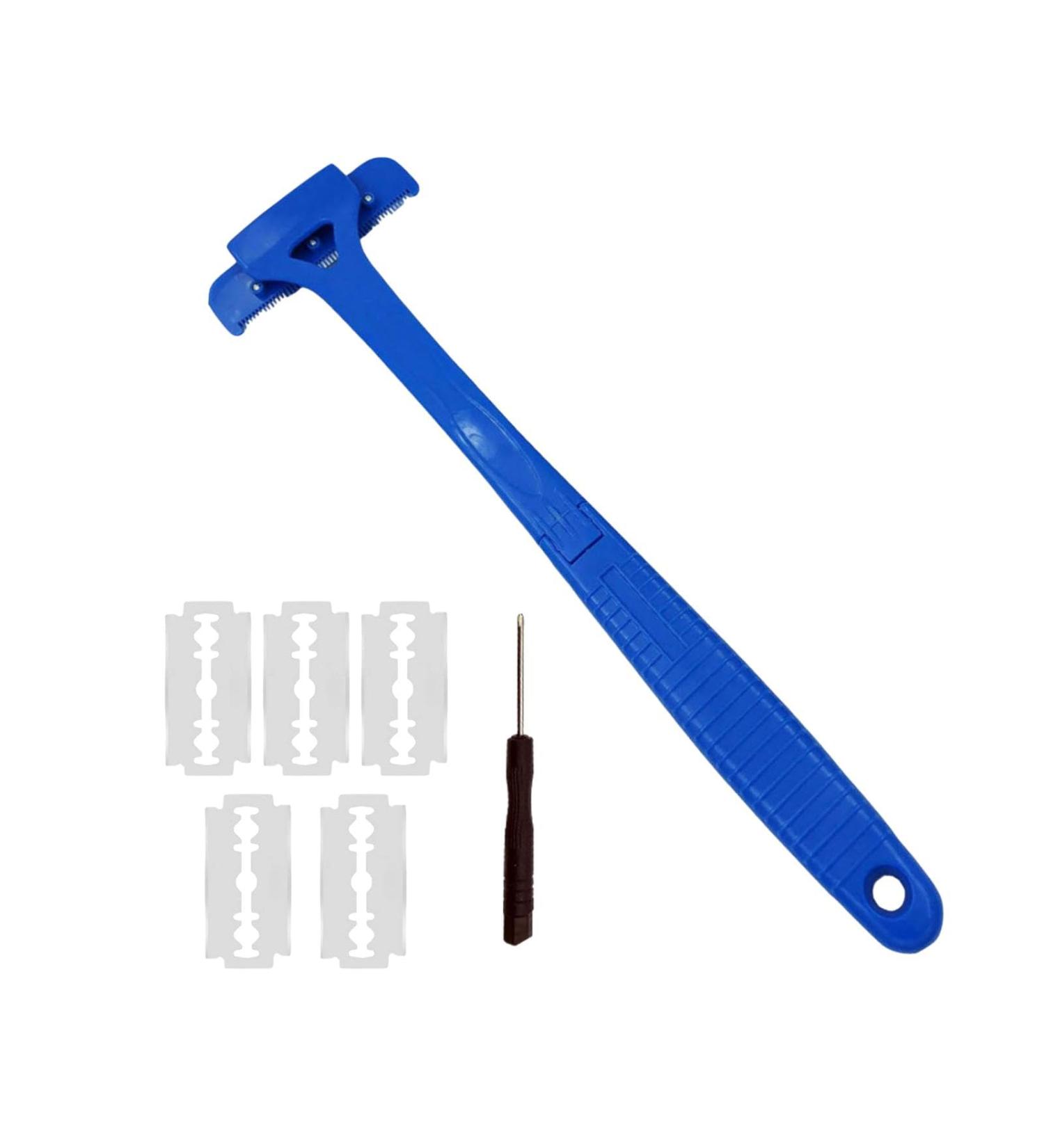 Mag Ideal Back Razor for Men - Long Handle Hair Removal Wet/Dry Shave Back Scratch & Leg Epilation - Blue - Buy Online on SooperMarket.com