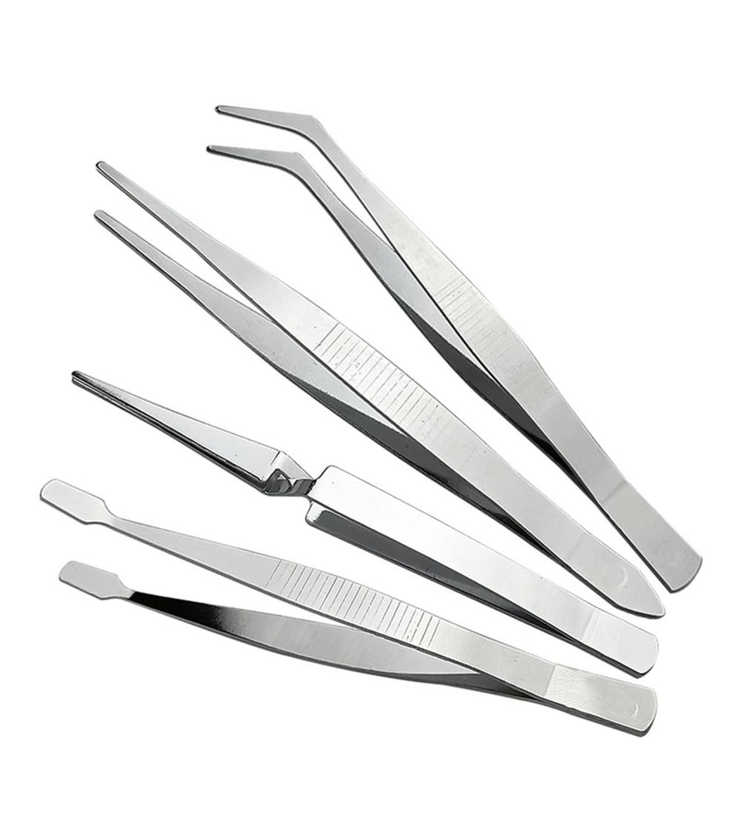 4-Piece Set of Stainless Steel Combination Tweezers Elbow Tip Labor-Saving Pliers -Reverse Flat-Mouth Stamp Clips - Buy Online on SooperMarket.com
