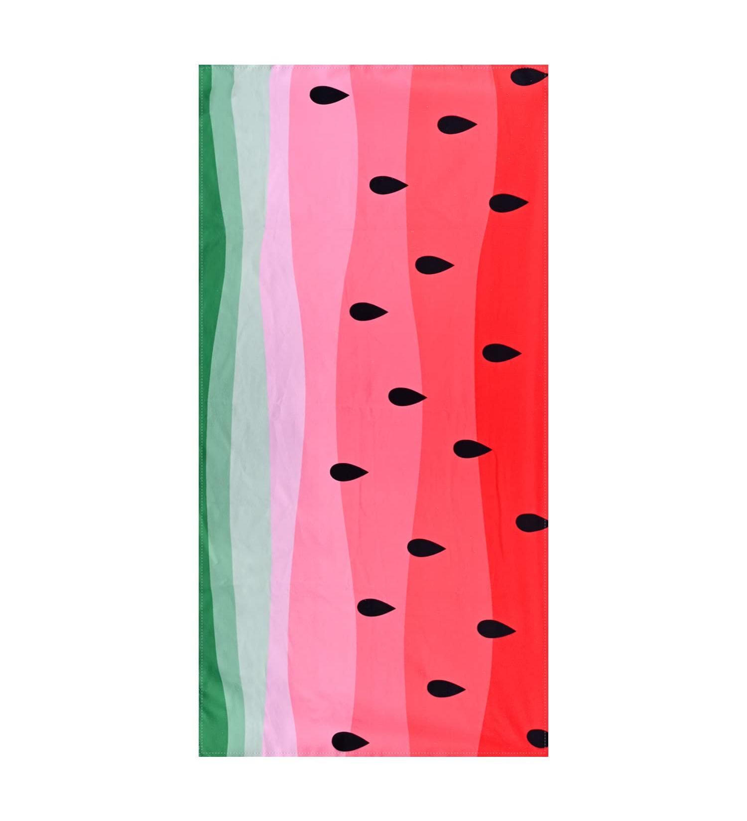 Watermelon Beach Towel 24x48 - Lightweight Microfiber Towel for Kids, Girls, and Women - Quick Dry, Sand-Free - Red Watermelon Design - Ideal for Swim, Bath, Pool, Beach - Clearance Sale - Buy Online on SooperMarket.com
