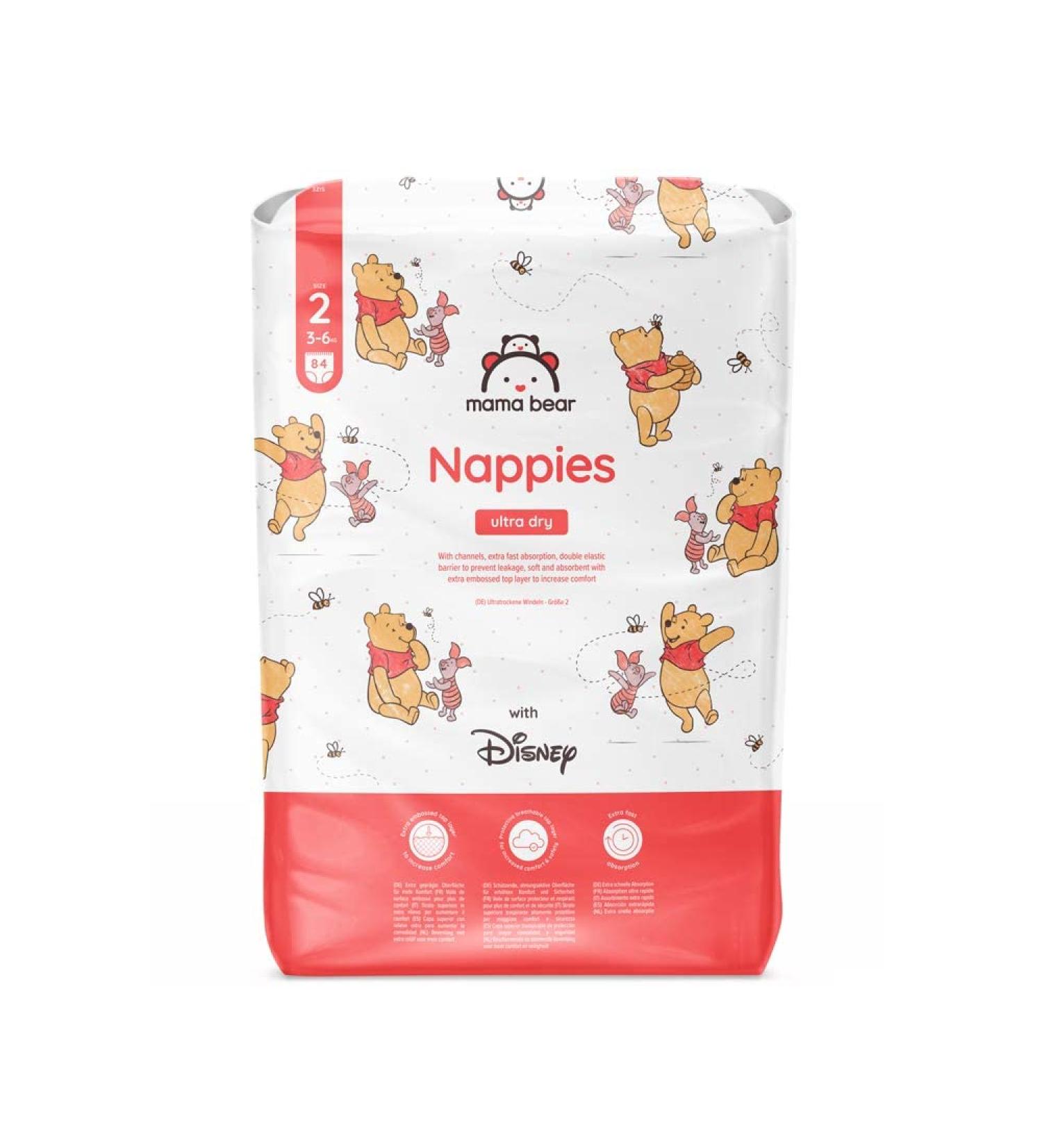 Amazon Brand Mama Bear Disney Ultra Dry Diapers Size 2 (3-6 kg) - 84 Count Pack - Quality Absorbency for Sensitive Skin - Buy Online on SooperMarket.com
