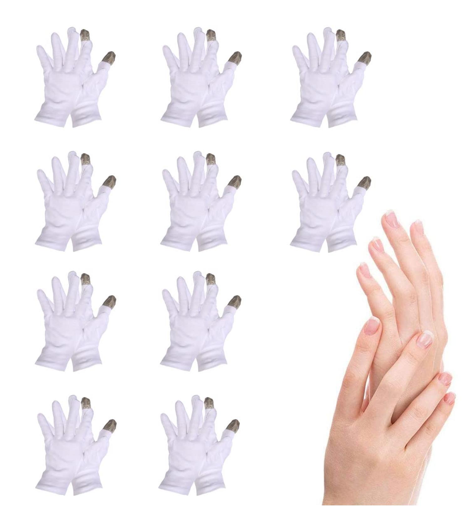 10 Pairs Moisturizing Touch Screen Gloves | Overnight Bedtime White Cotton | Premium Cloth Quality for Eczema, Dry Skin | Spa Therapy for Sensitive Irritated Skin | One Size Fits Most - Buy Online on SooperMarket.com