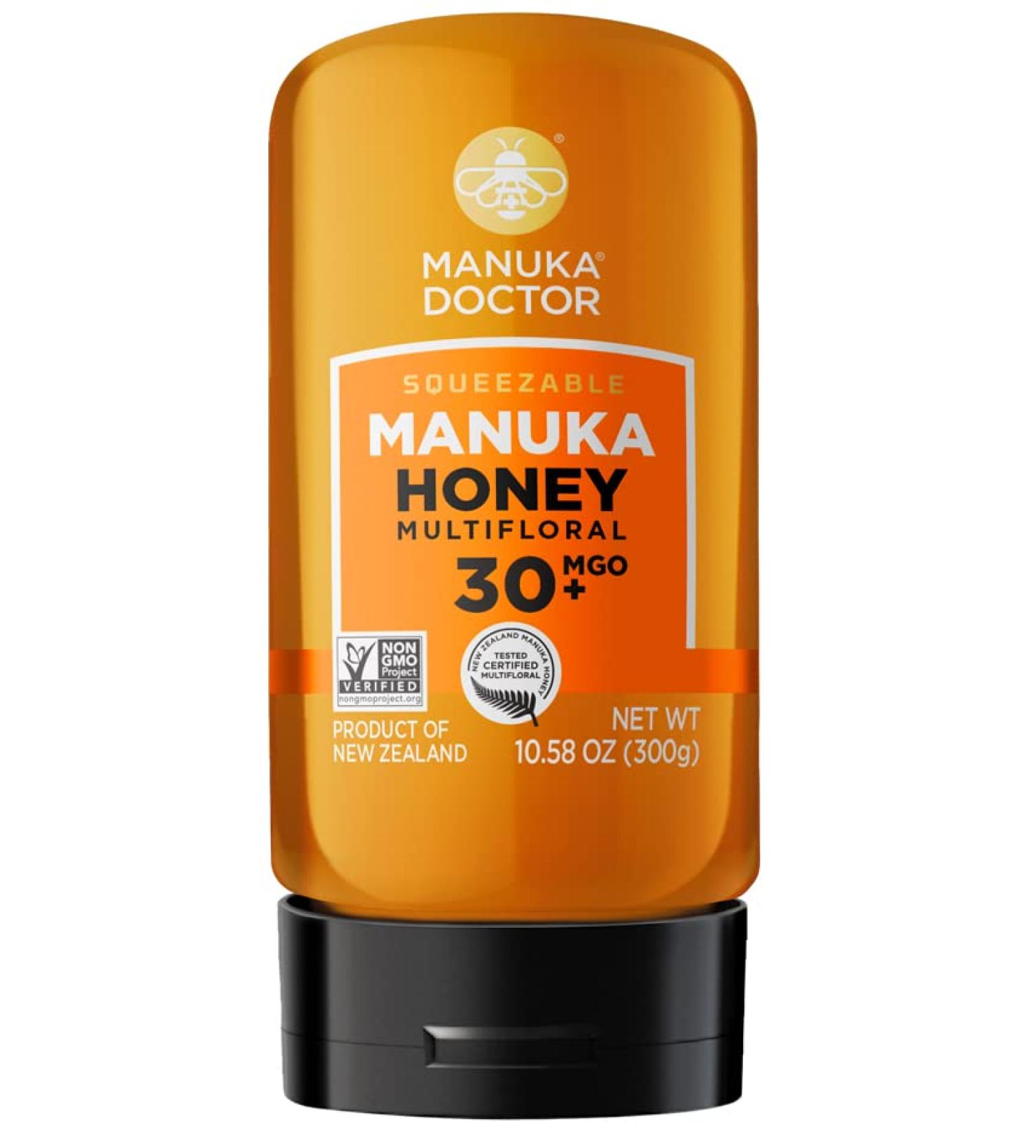 Manuka Doctor MGO 30+ Squeezable Raw Manuka Honey 10.58 oz - Certified Pure New Zealand Honey - Non-GMO - Pack of 1 - Buy Online on SooperMarket.com