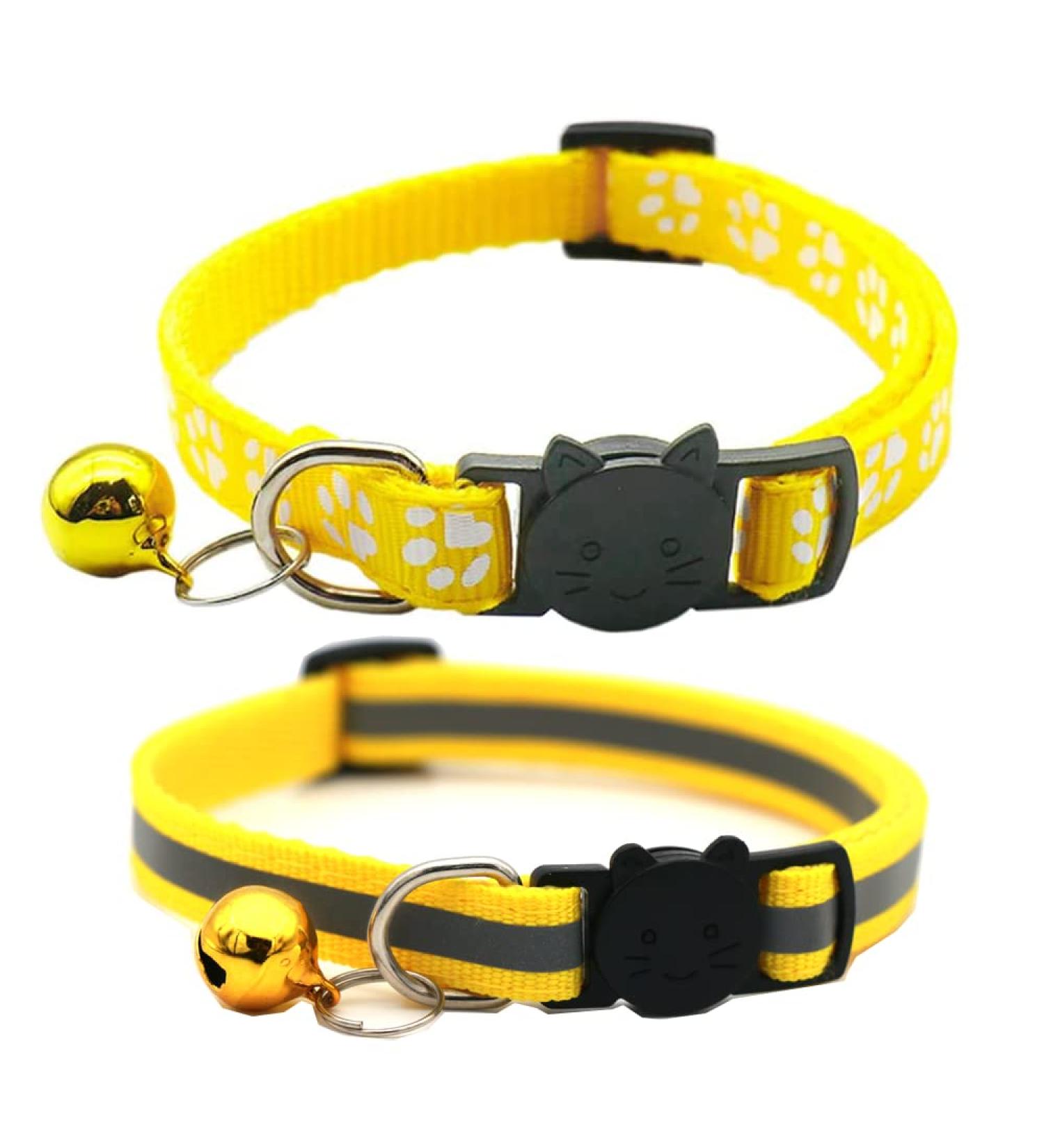 Hepplly 2-Pack Reflective Cat Collars with Bell - Quick Release Kitten Collar (Yellow) | International Shipping Available - Buy Online on SooperMarket.com