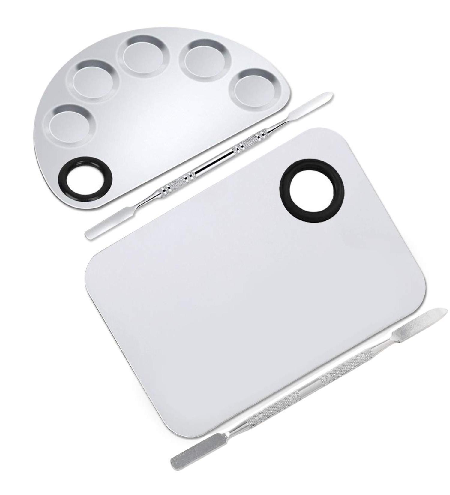 Ckanday 2 SPACK Professional Makeup Palette & Stainless Steel Cosmetic Spatula Set - Mix Foundation Effortlessly - Buy Online on SooperMarket.com
