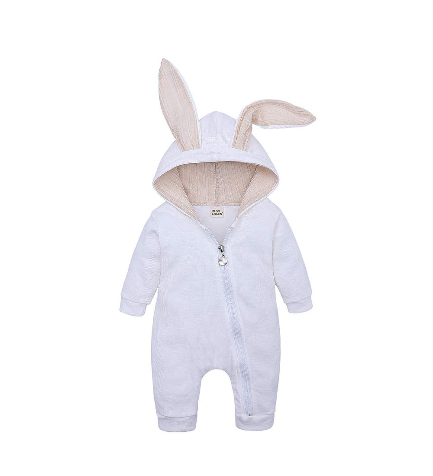 Kids Tales Newborn Baby Winter Rabbit Ear Hooded Romper - 0-3 Months (White) - Buy Online on SooperMarket.com