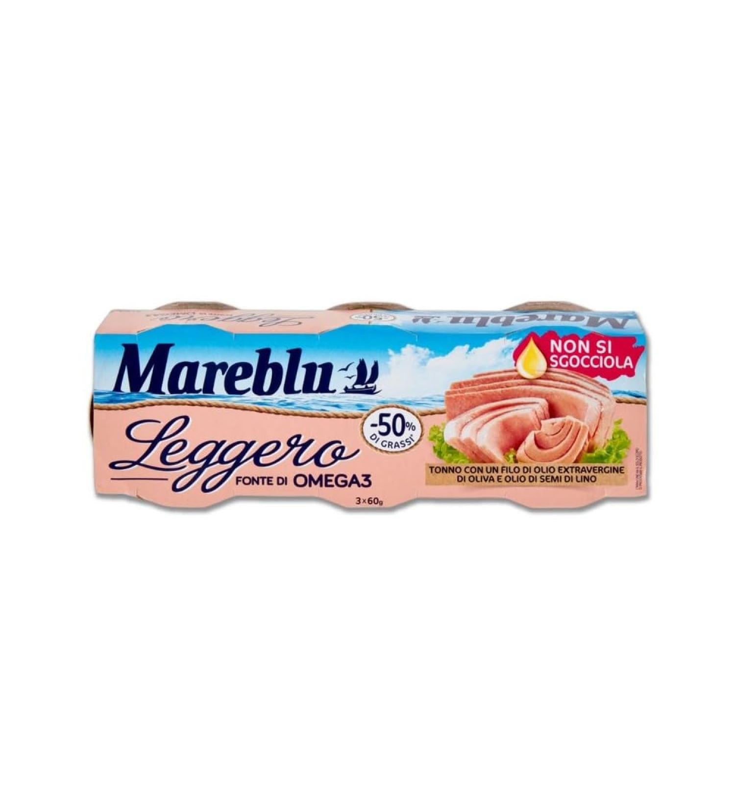 Mareblu Leggero Tuna in A Drizzle of Olive Oil 3x60g - Buy Online on SooperMarket.com