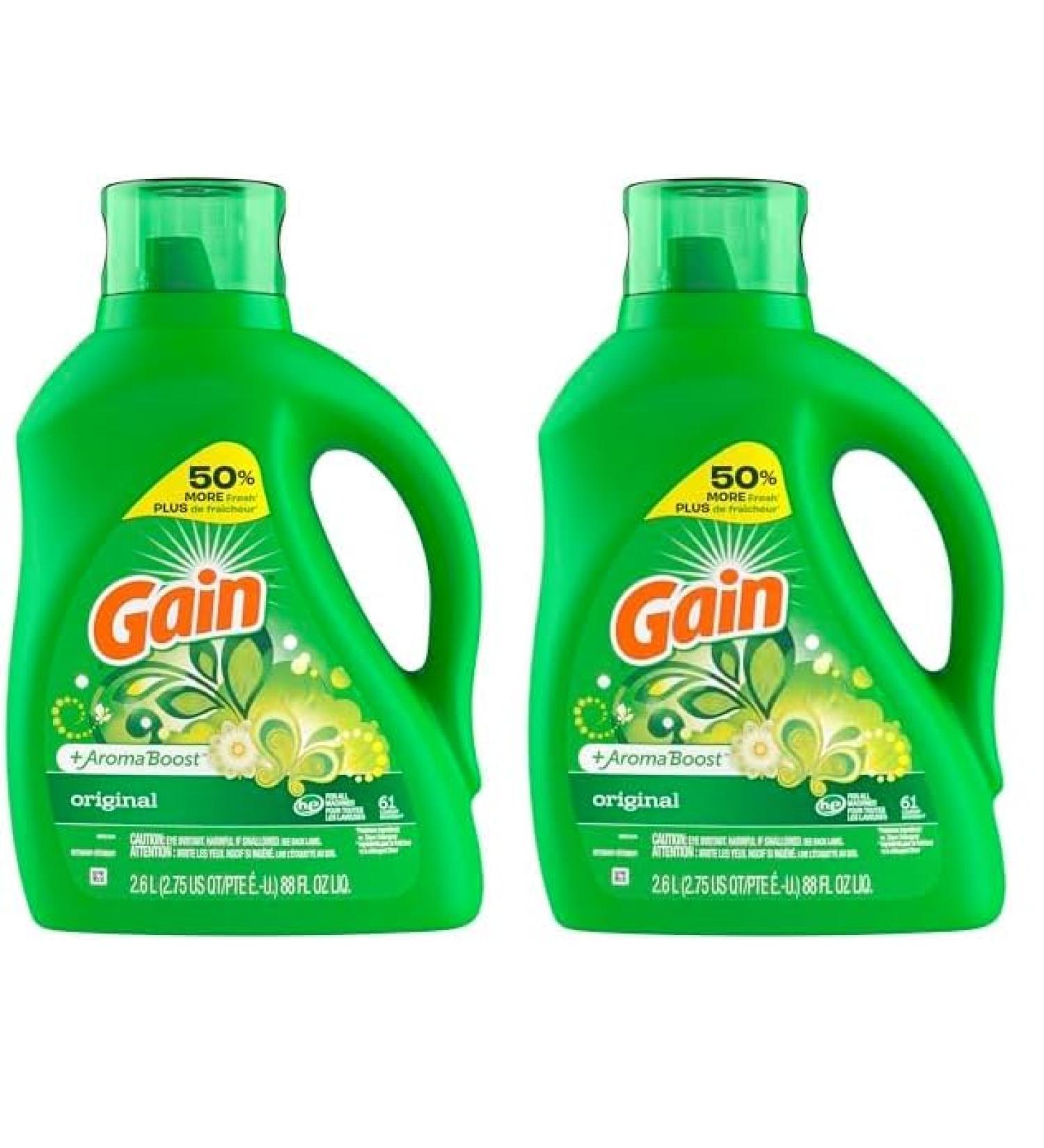 Gain + Aroma Boost Liquid Laundry Detergent Original Scent 61 Loads 88 fl oz HE Compatible (Pack of 2) 88 Fl Oz (Pack of 2)
