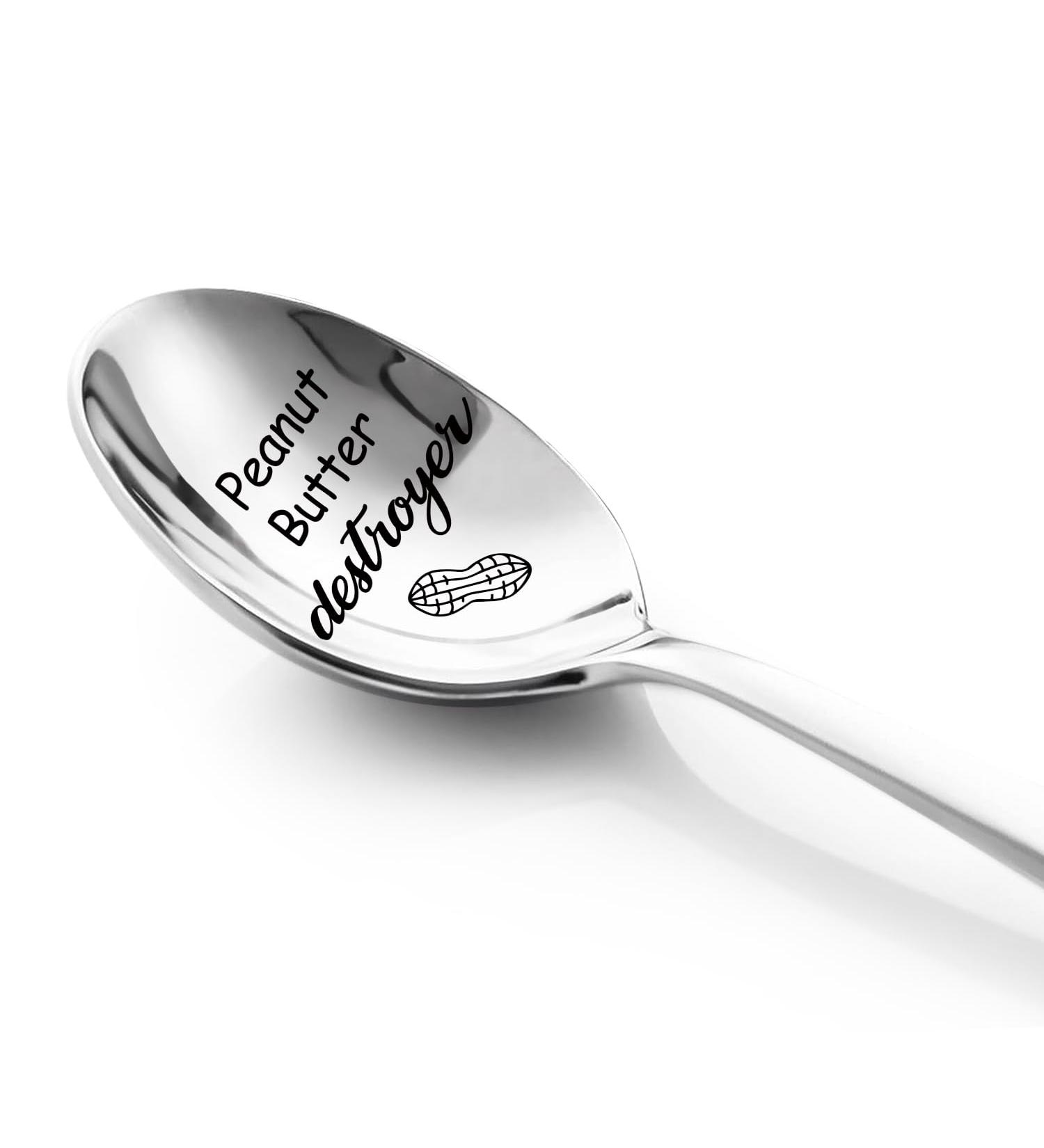 PWHINGN Peanut Butter Destroyer Engraved Stainless Steel Spoon - Birthday Gift for Peanut Butter Lovers - Great Christmas Gifts for Boys Girls Moms Dads Grandmas and Grandpas - Buy Online on SooperMarket.com