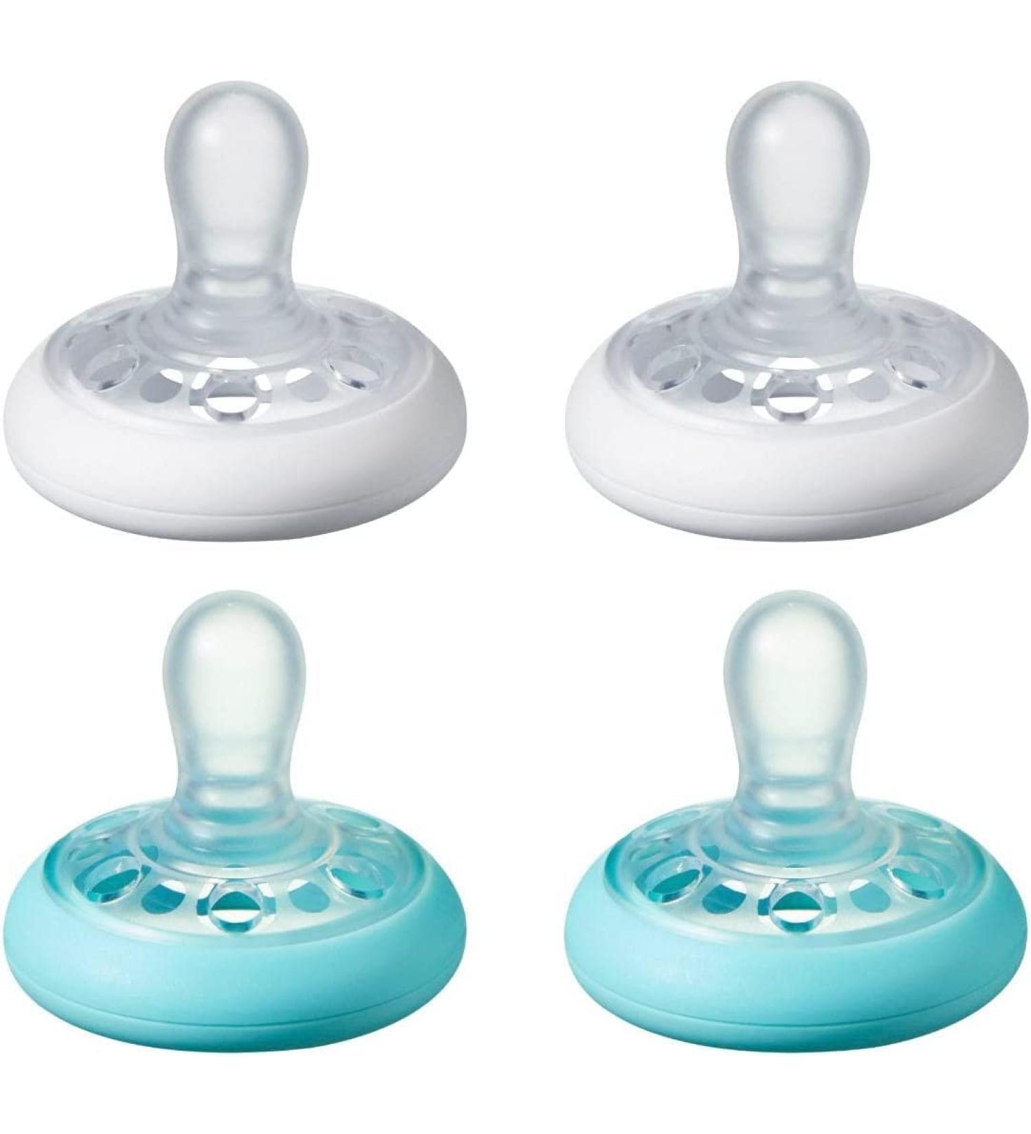 Tommee Tippee Naturally Shaped Pacifier 0-6 Months | Skin-like Texture Symmetrical Design | 4 Pack - International Shipping Available - Buy Online on SooperMarket.com
